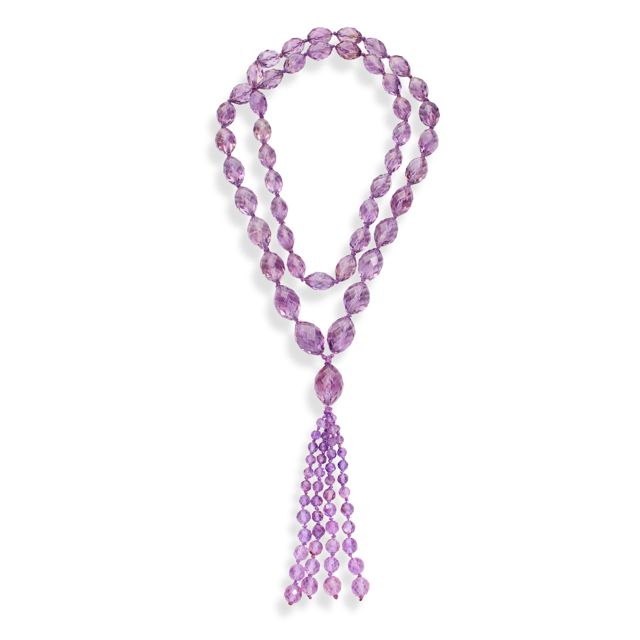 An amethyst bead necklace