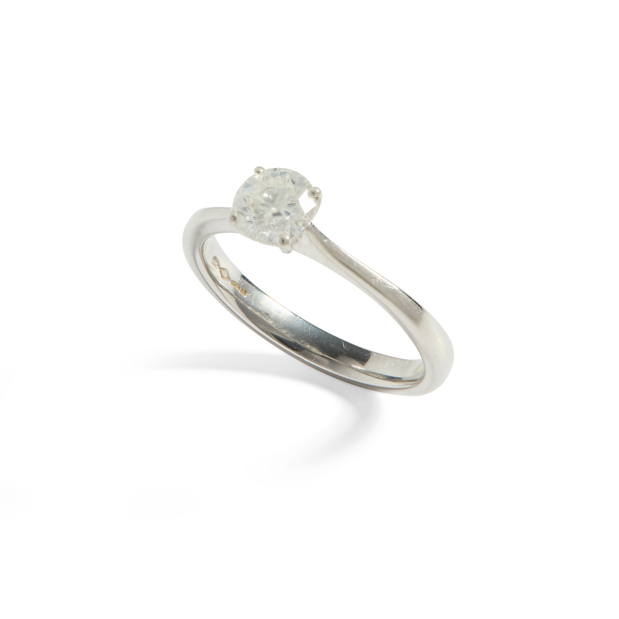 A platinum diamond single-stone ring