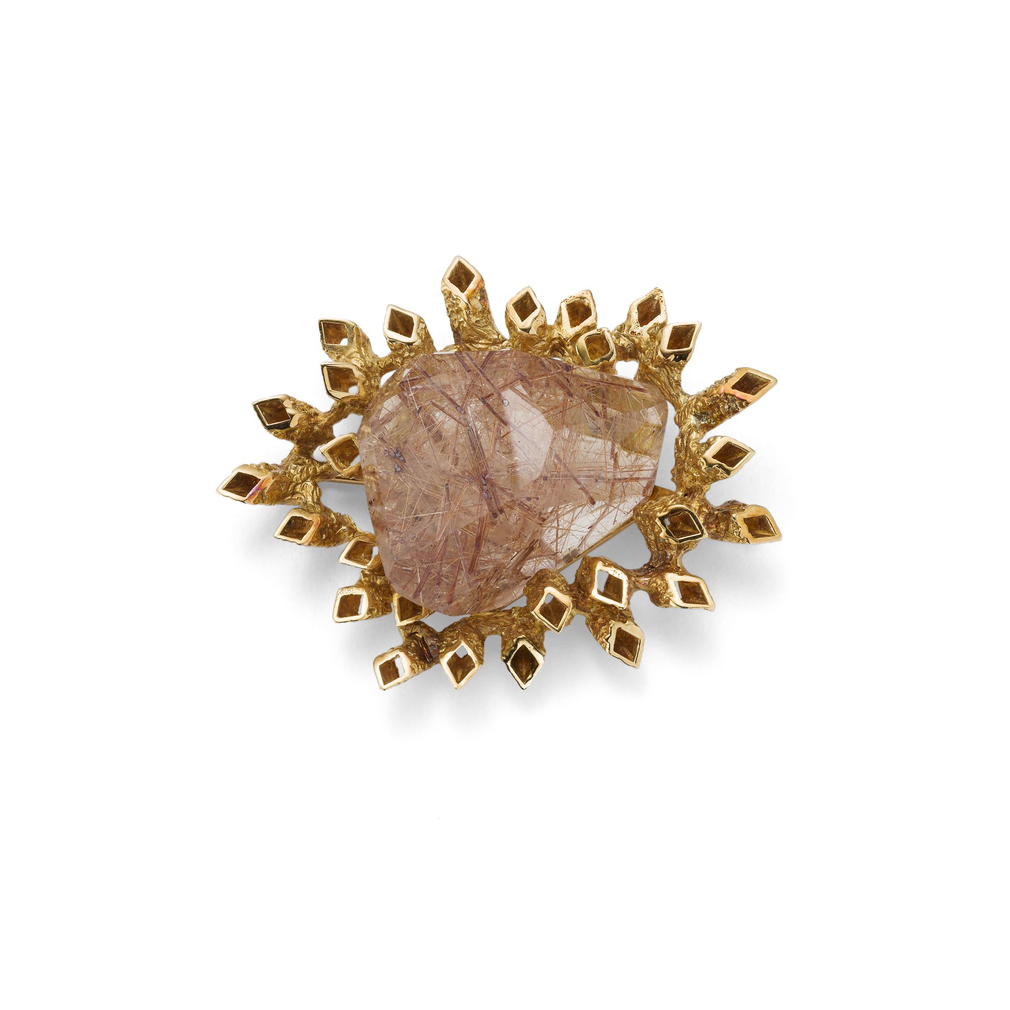 A rutilated quartz brooch, by John Donald, 1970