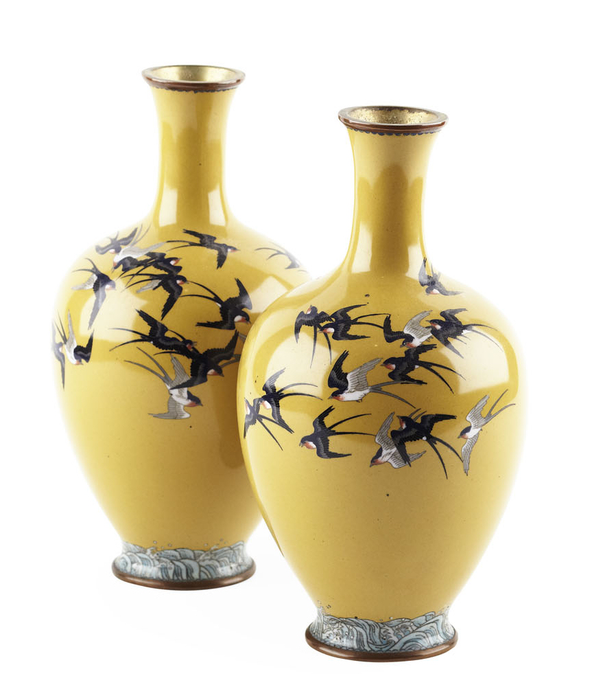 PAIR OF JAPANESE CLOISONNE VASES