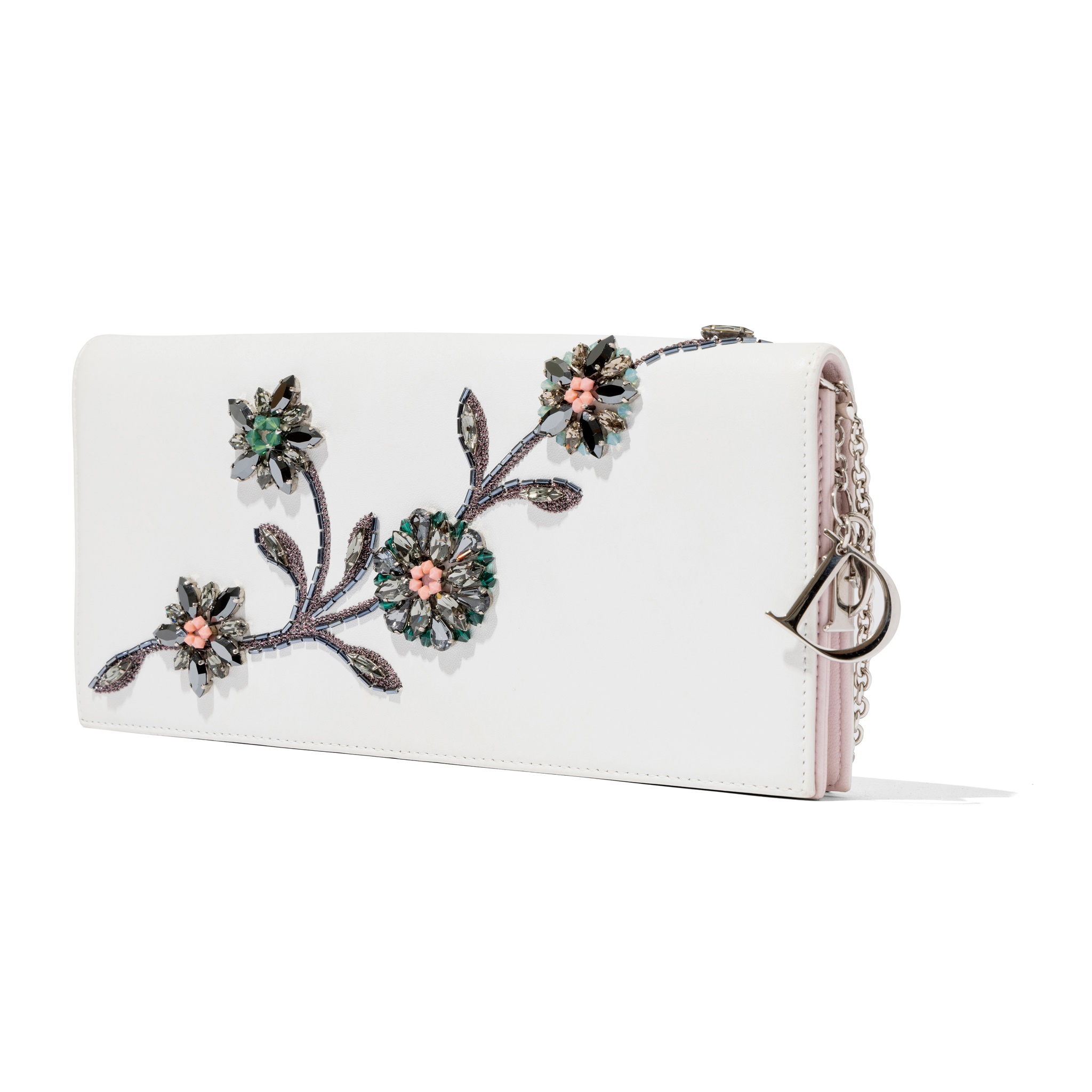 Dior: A white calfskin embellished clutch