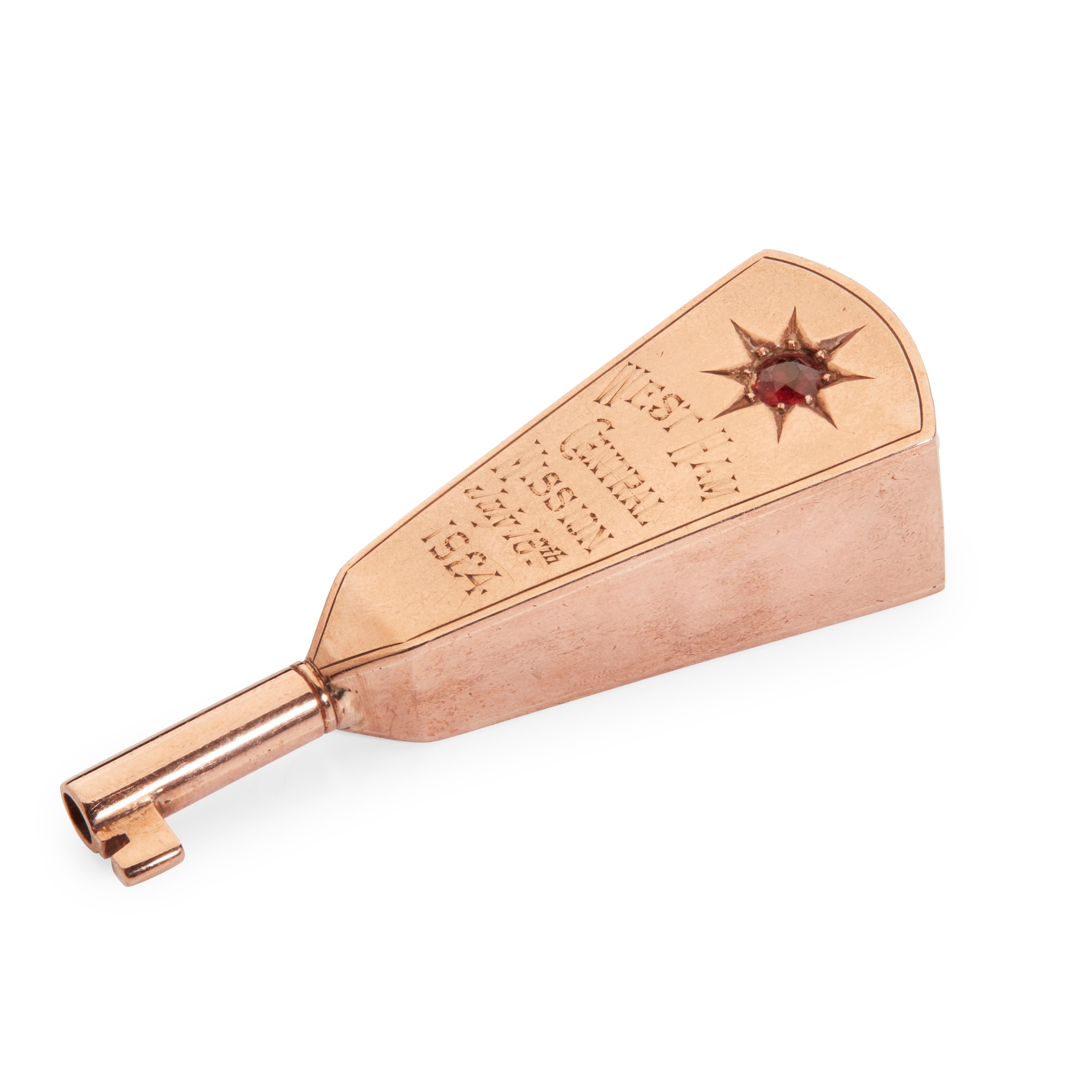 A 9ct gold presentation organ key