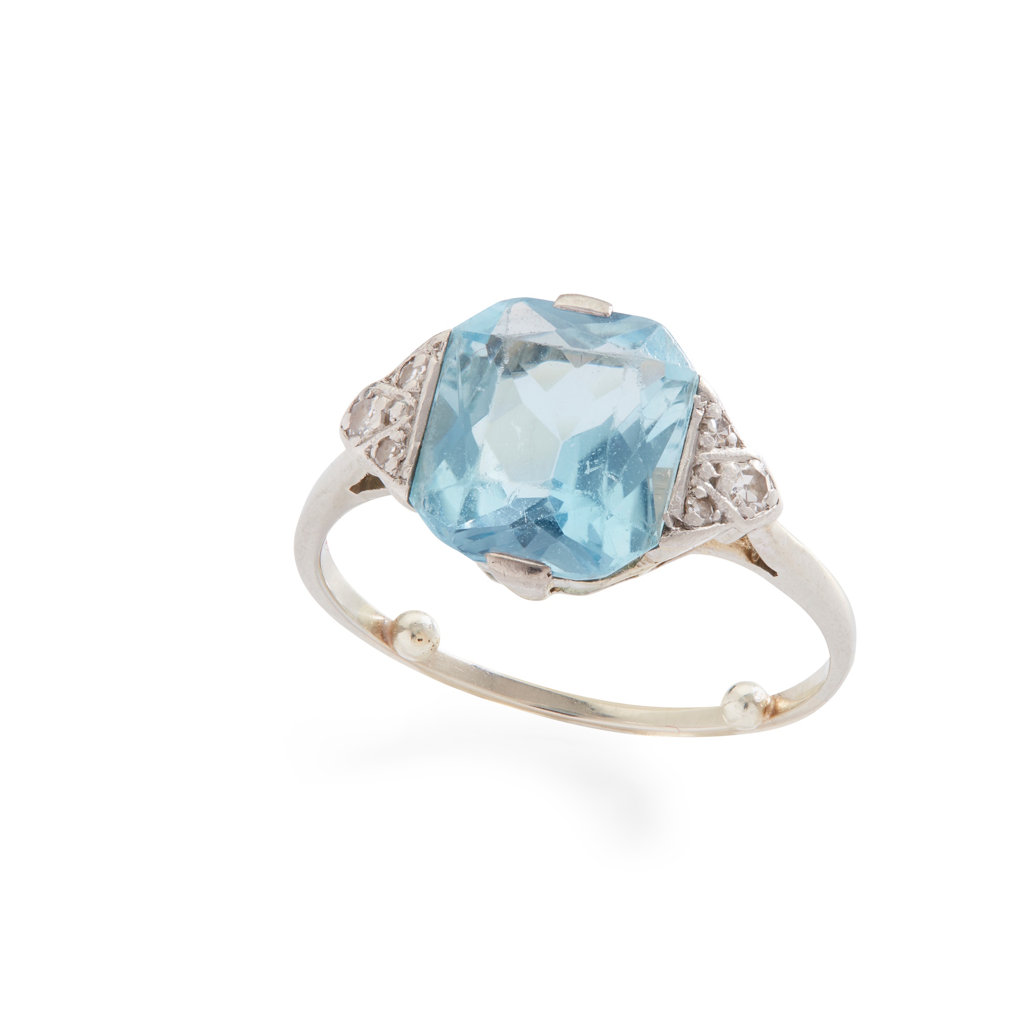 An aquamarine and diamond ring