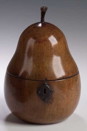 A George III fruitwood tea caddy