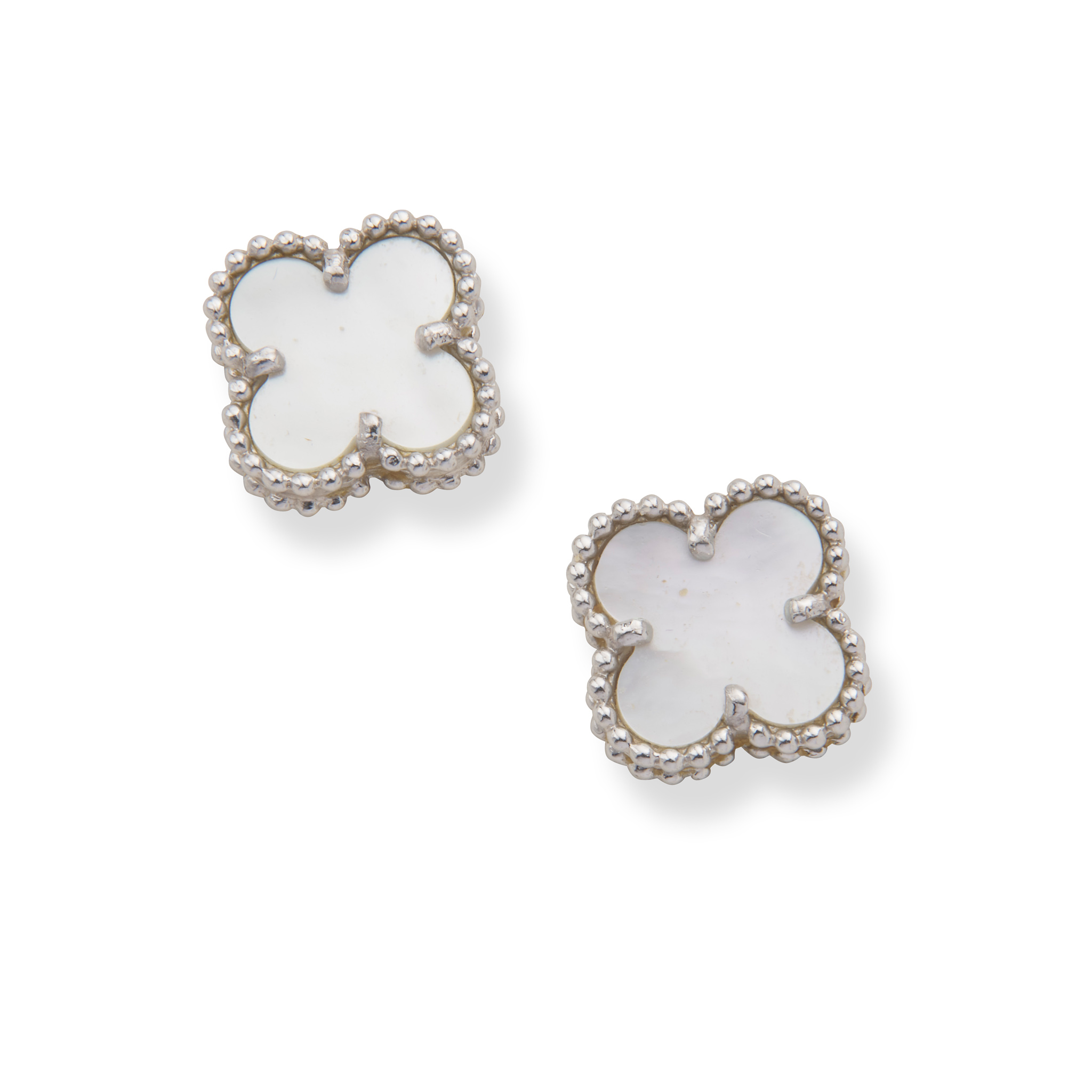 Van Cleef & Arpels: A pair of "Sweet Alhambra" mother-of-pearl earstuds