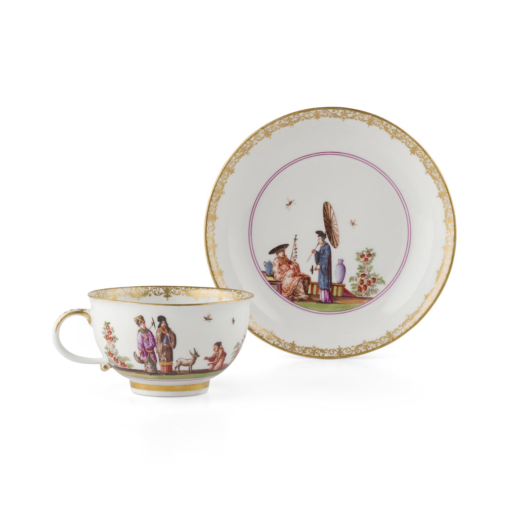 MEISSEN PORCELAIN TEACUP AND SAUCER