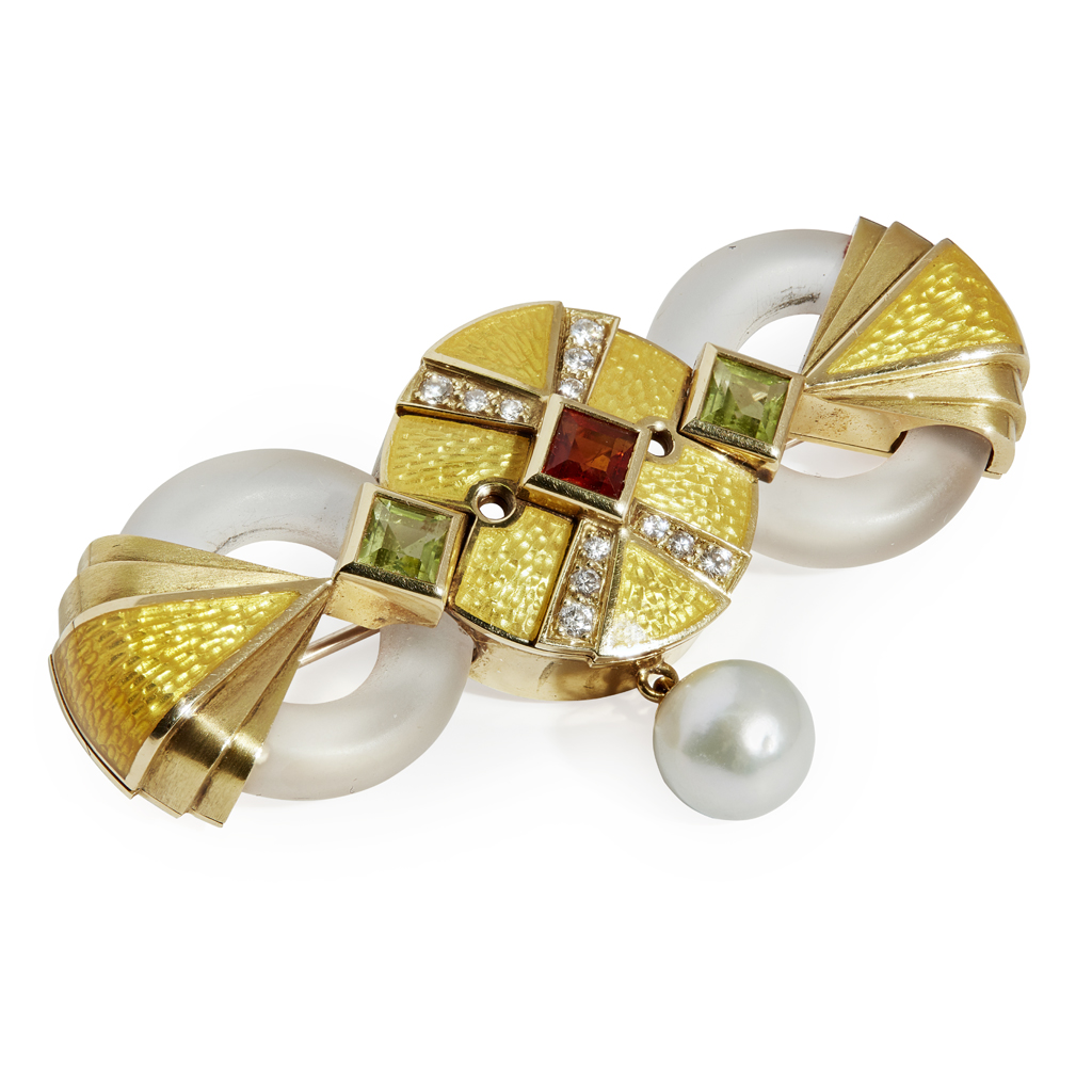 A 18ct gold multi-gem set brooch, Stephen Webster