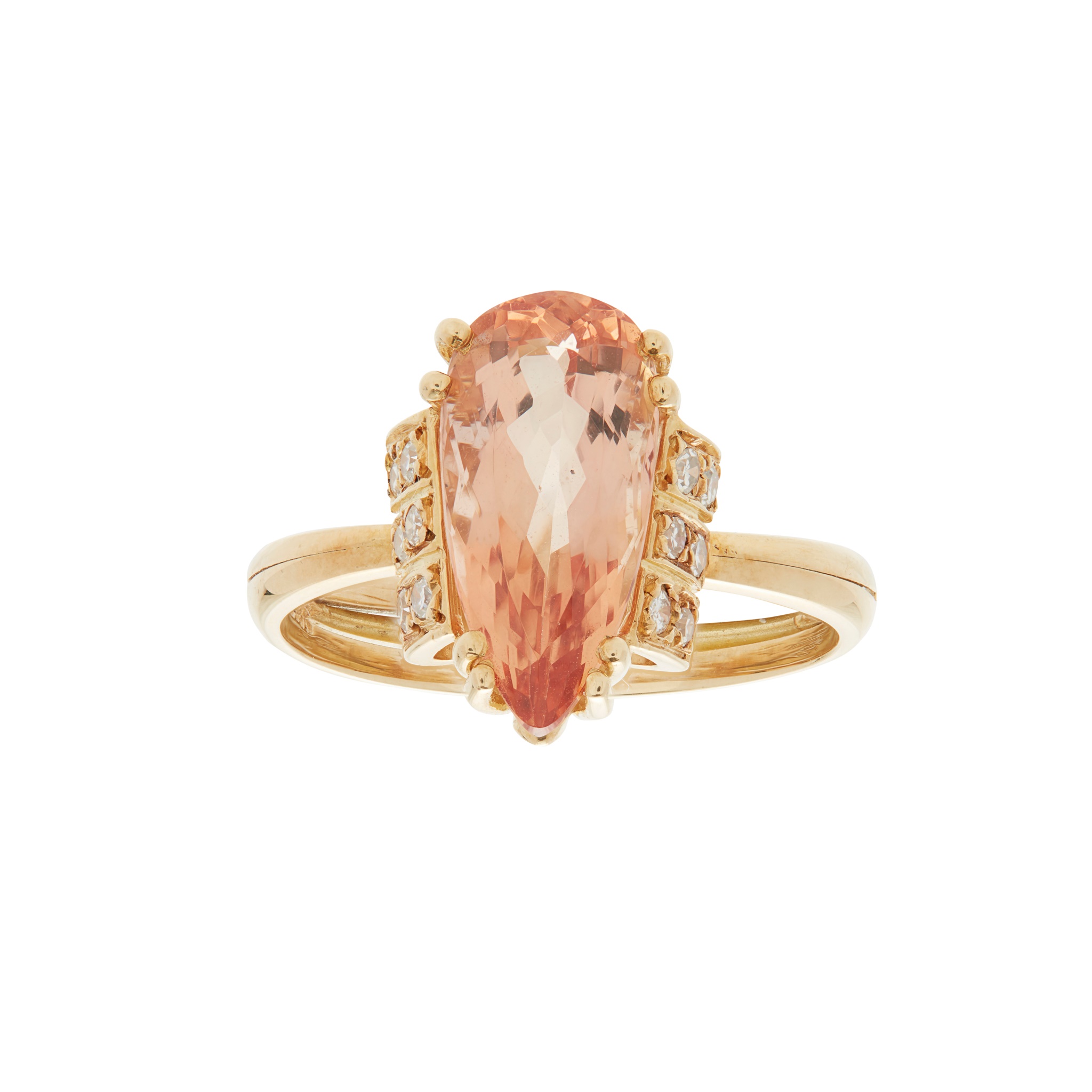 An imperial topaz and diamond set ring