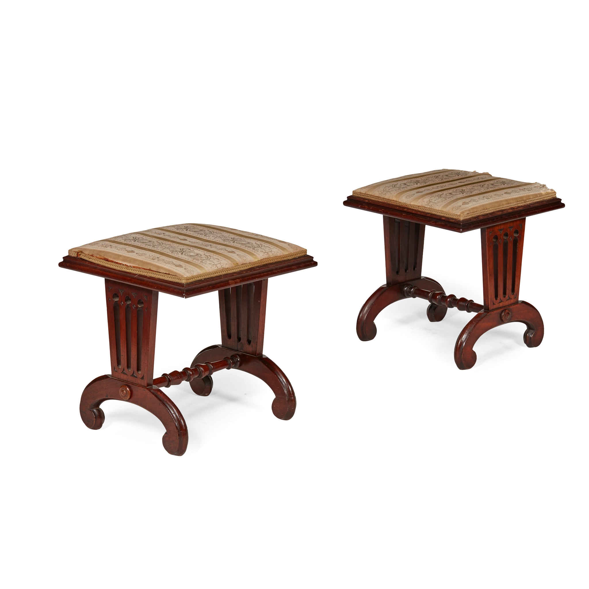 PAIR OF WILLIAM IV MAHOGANY STOOLS