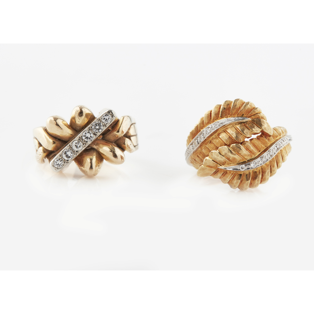 Two diamond set rings