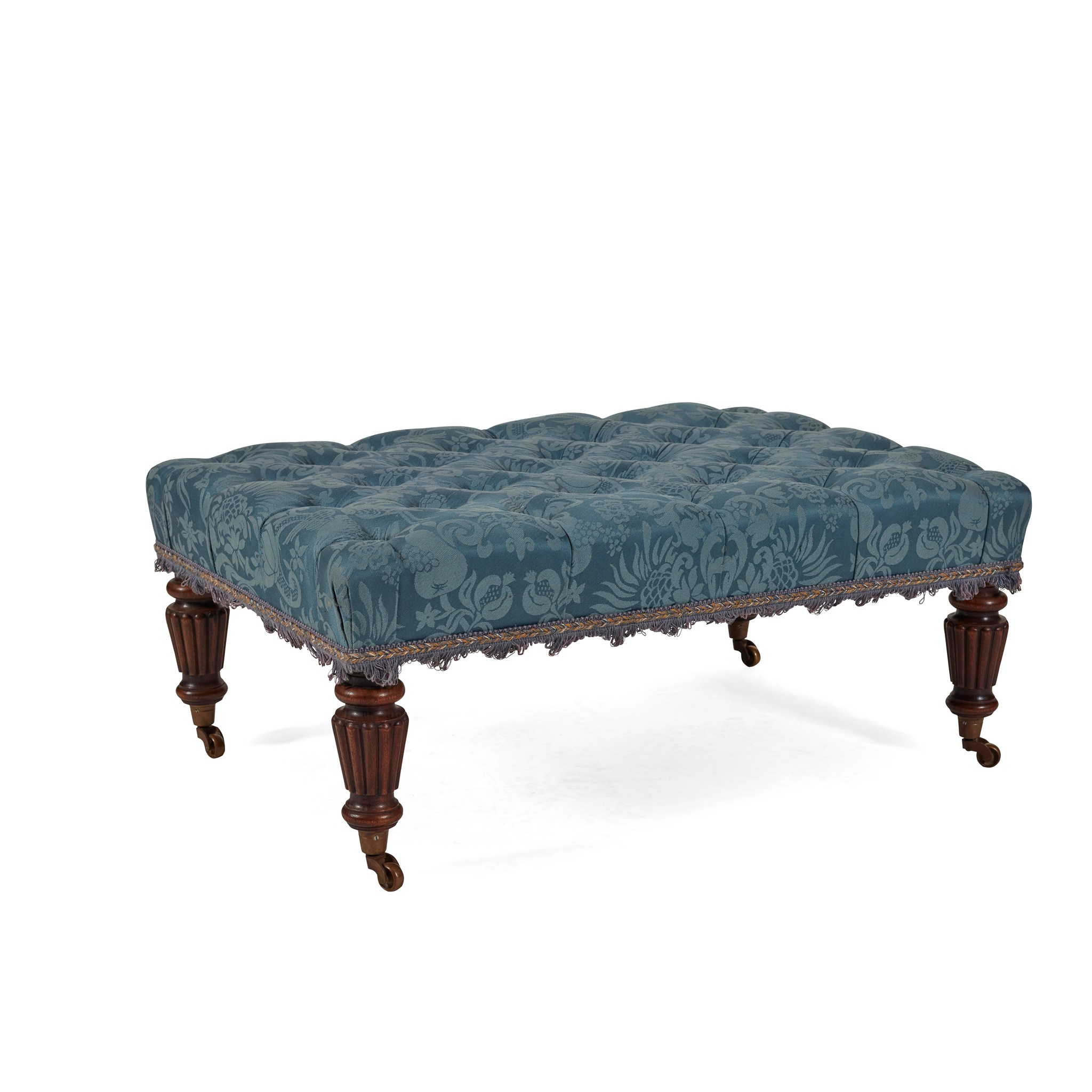 REGENCY STYLE MAHOGANY UPHOLSTERED FOOTSTOOL