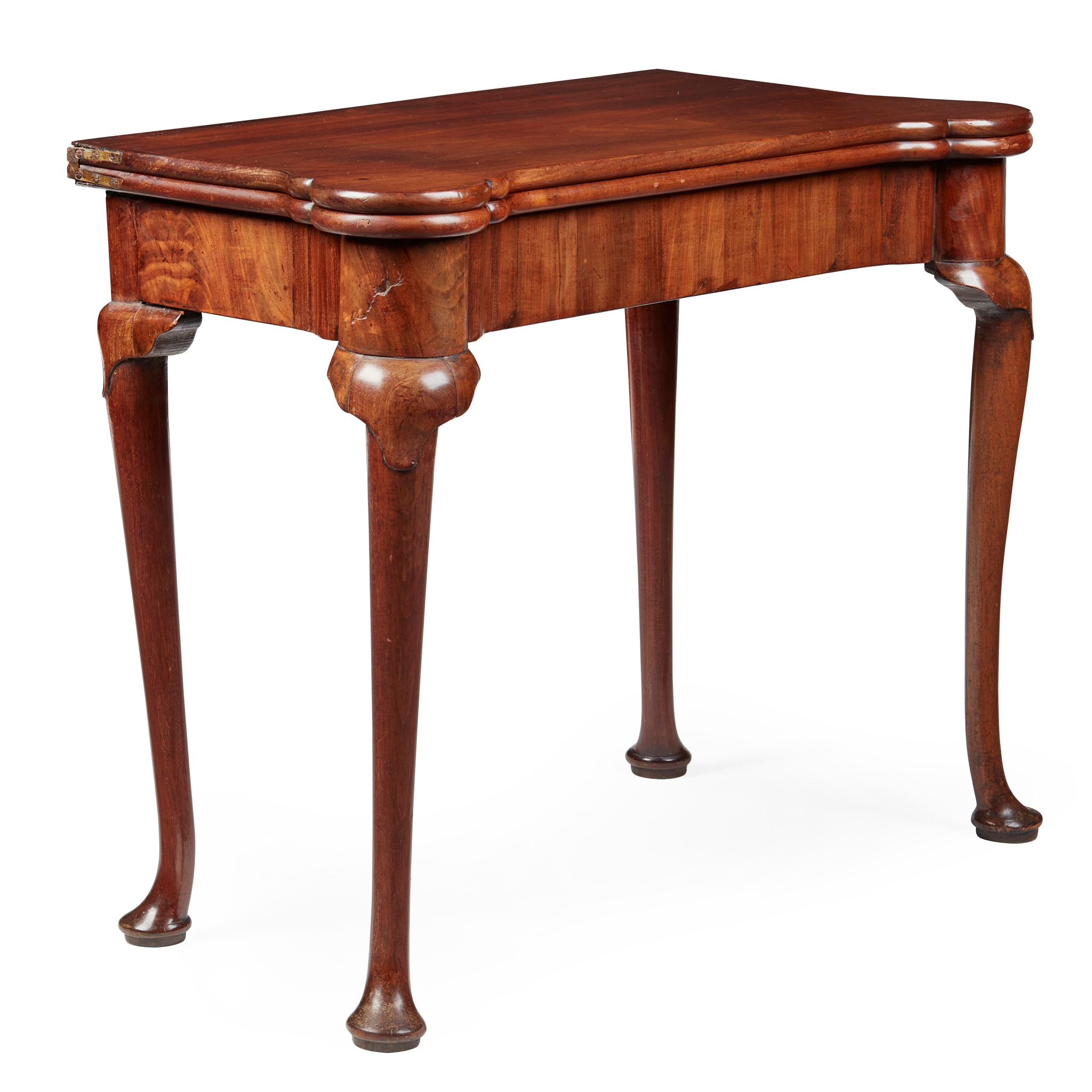 GEORGE II WALNUT CONCERTINA-ACTION CARD TABLE
