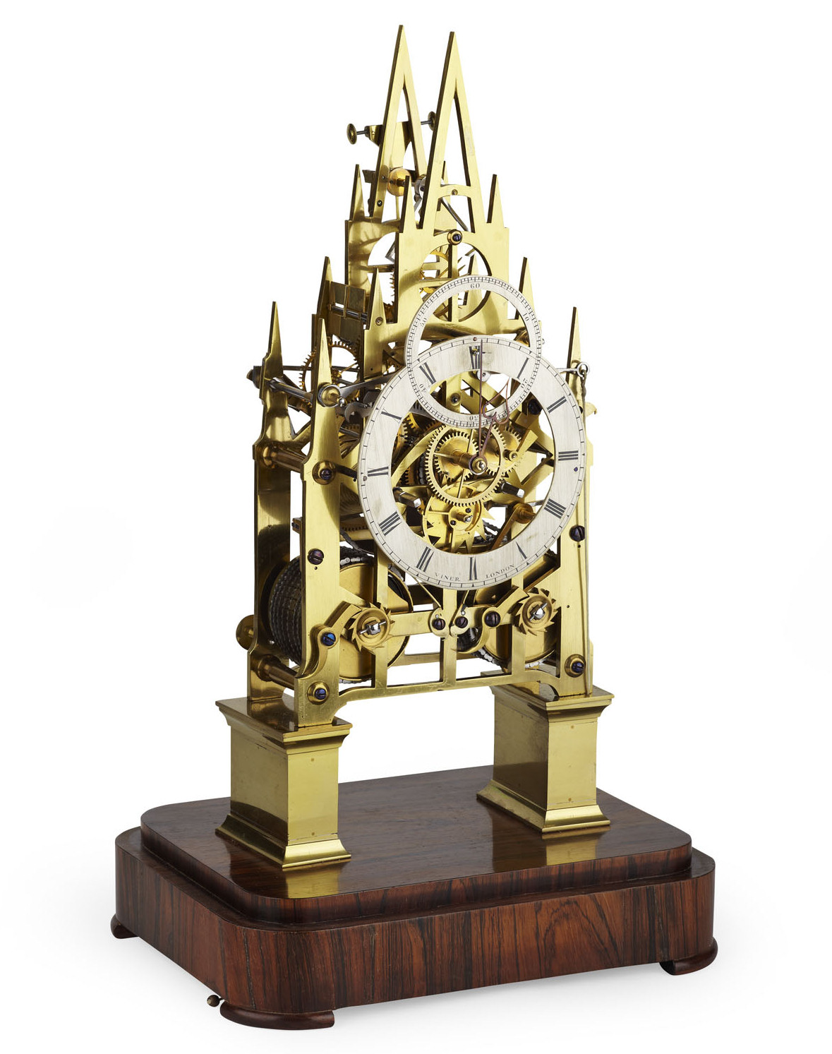 VICTORIAN BRASS SKELETON CLOCK