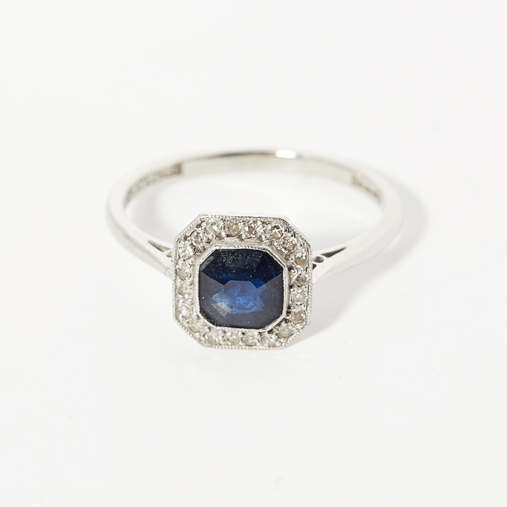 A sapphire and diamond set cluster ring