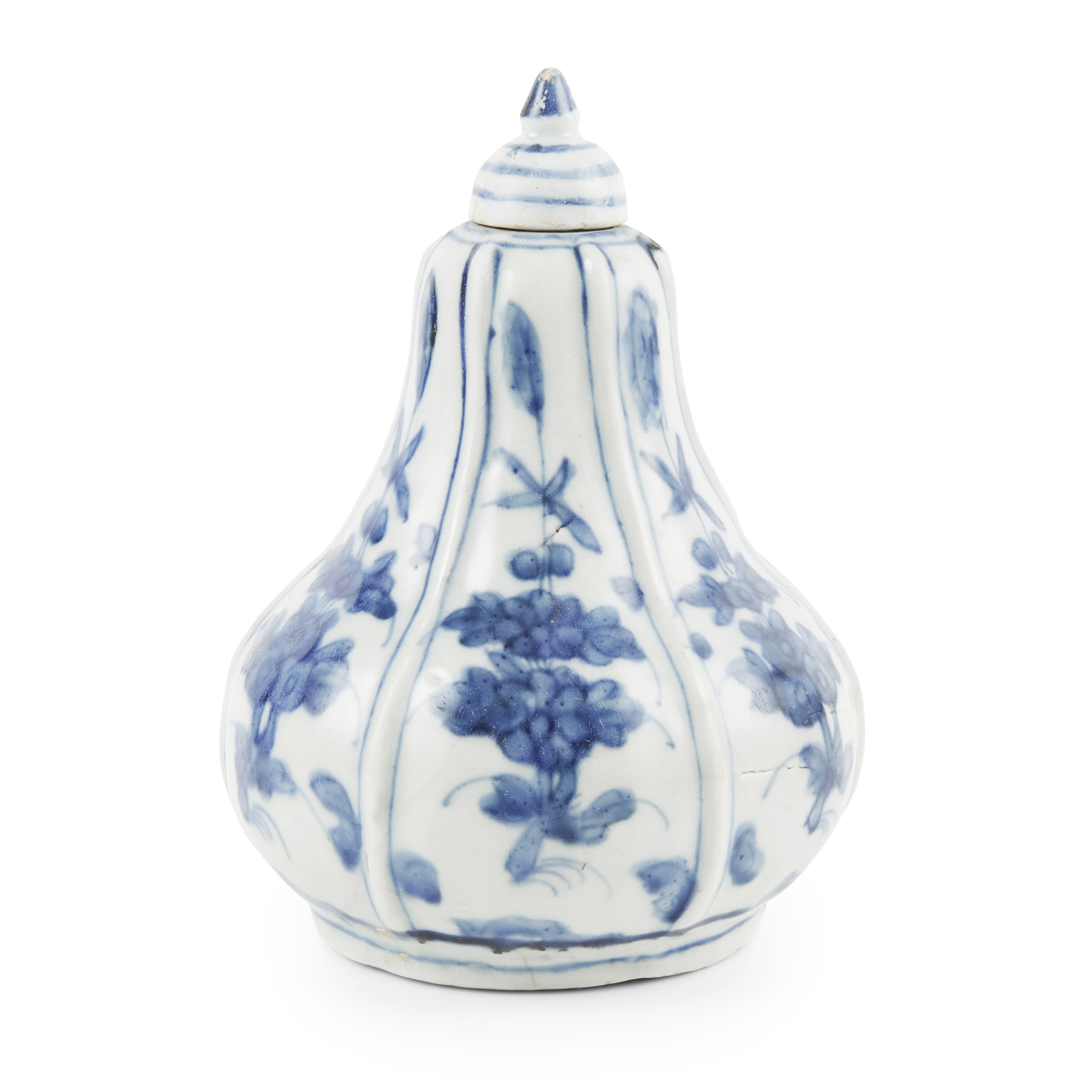 BLUE AND WHITE 'GOURD' VASE WITH COVER