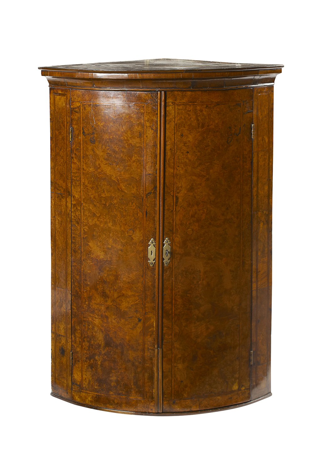 QUEEN ANNE WALNUT HANGING CORNER CABINET