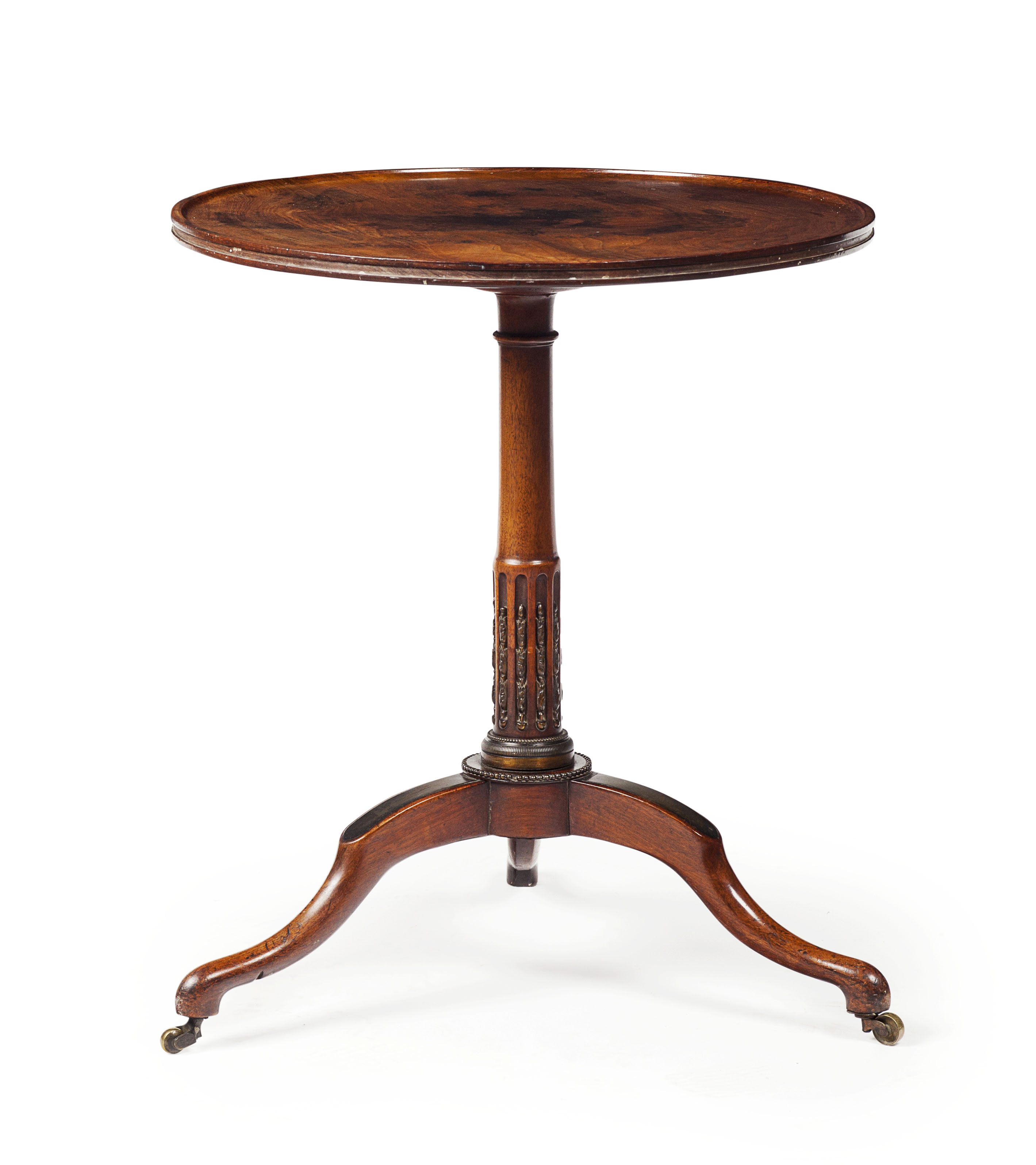 GEORGE III MAHOGANY AND BRASS MOUNTED TRIPOD TABLE