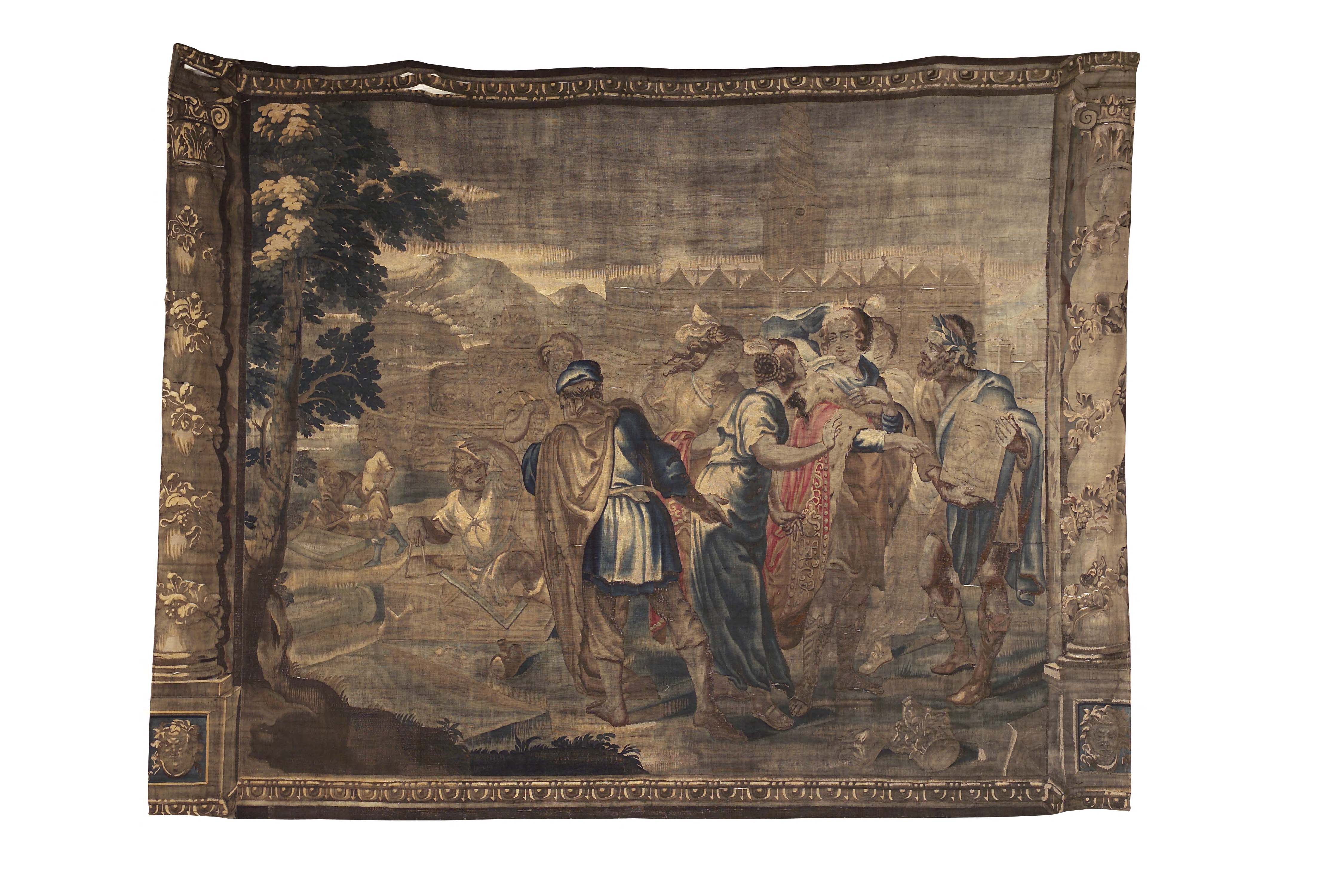 THE BUILDING OF BABYLON A late 17th century Antwerp tapestry from the Wauters workshop,