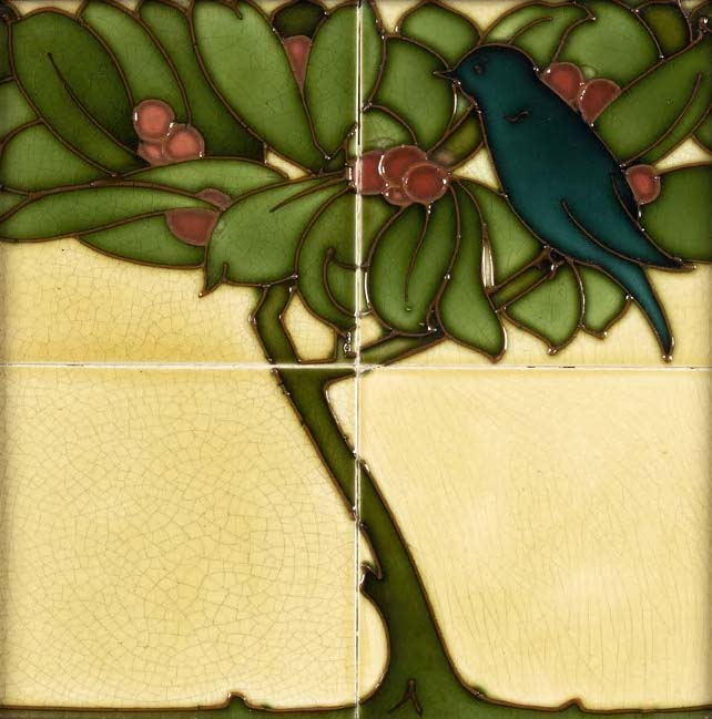 C. F.A. Voysey (1857-1941) A framed Maw & Co. four - tile panel,