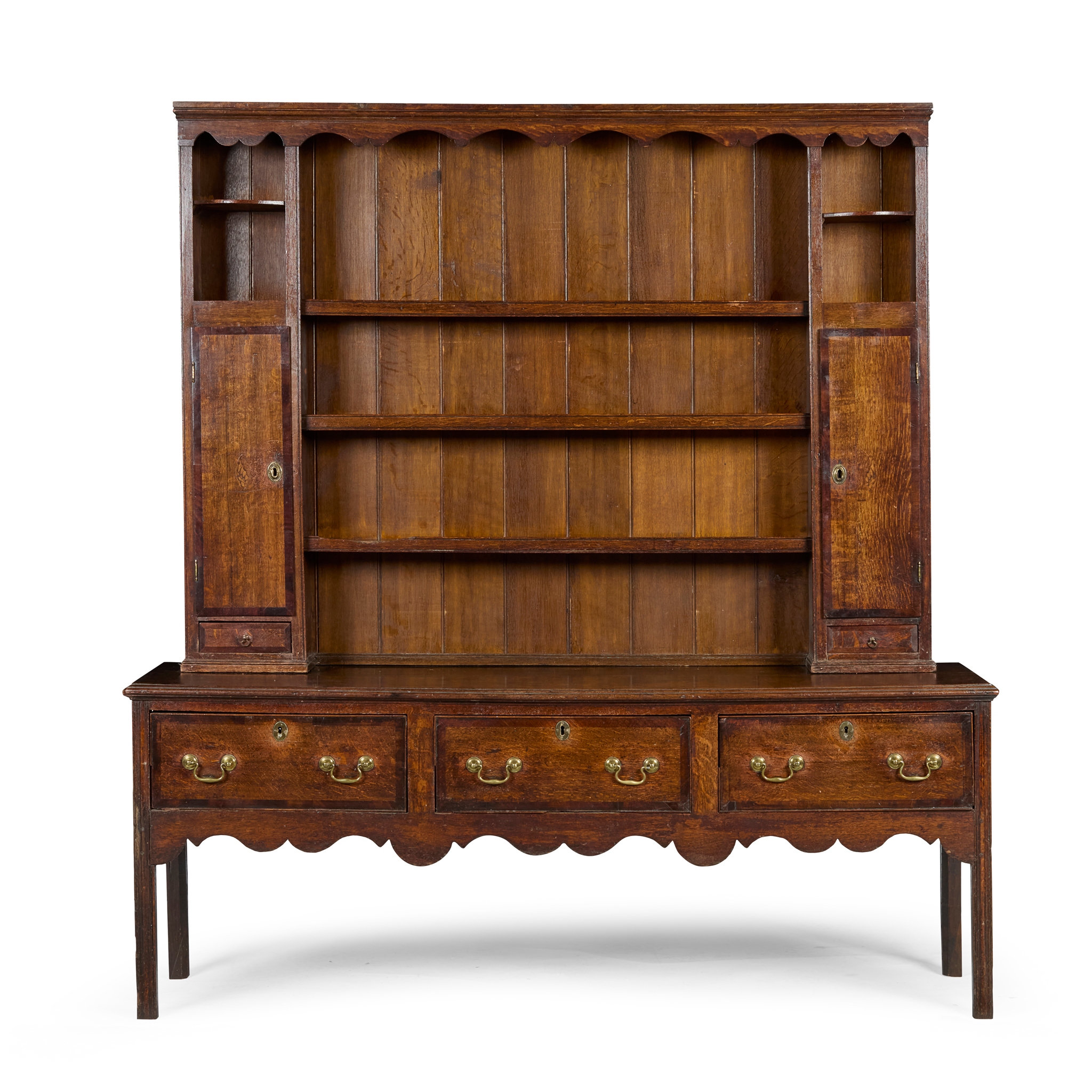 GEORGIAN OAK AND WALNUT DRESSER