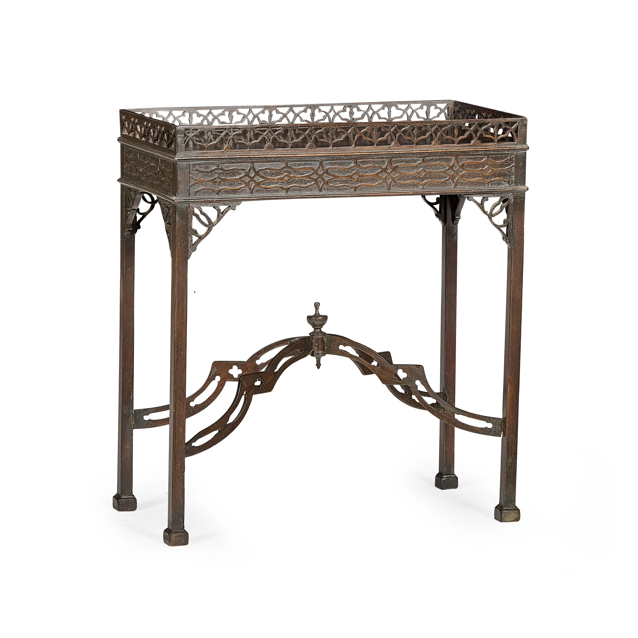 GEORGIAN STYLE MAHOGANY DWARF SILVER TABLE