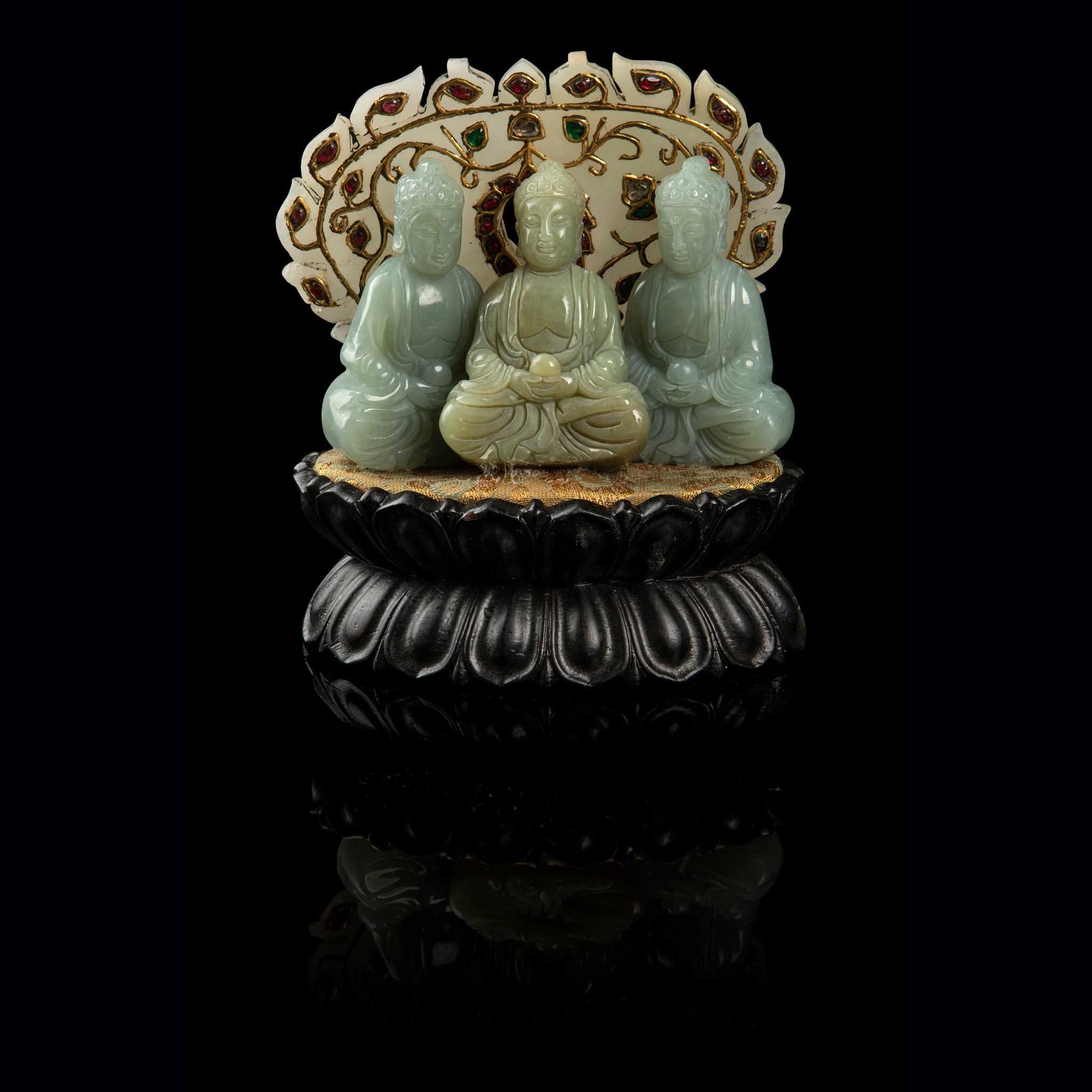 CELADON JADE BUDDHA TRIAD