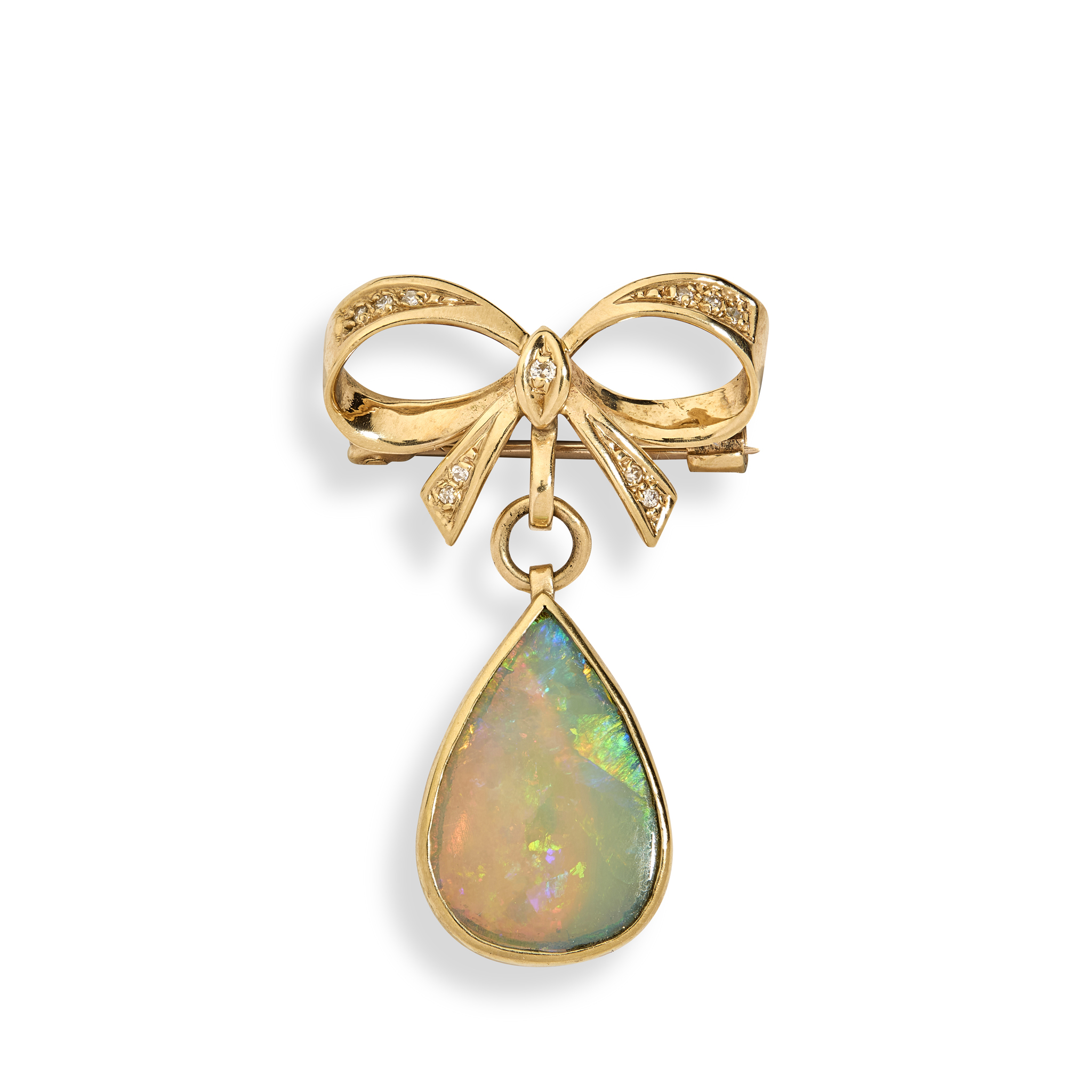 A 9ct gold opal drop pendant brooch