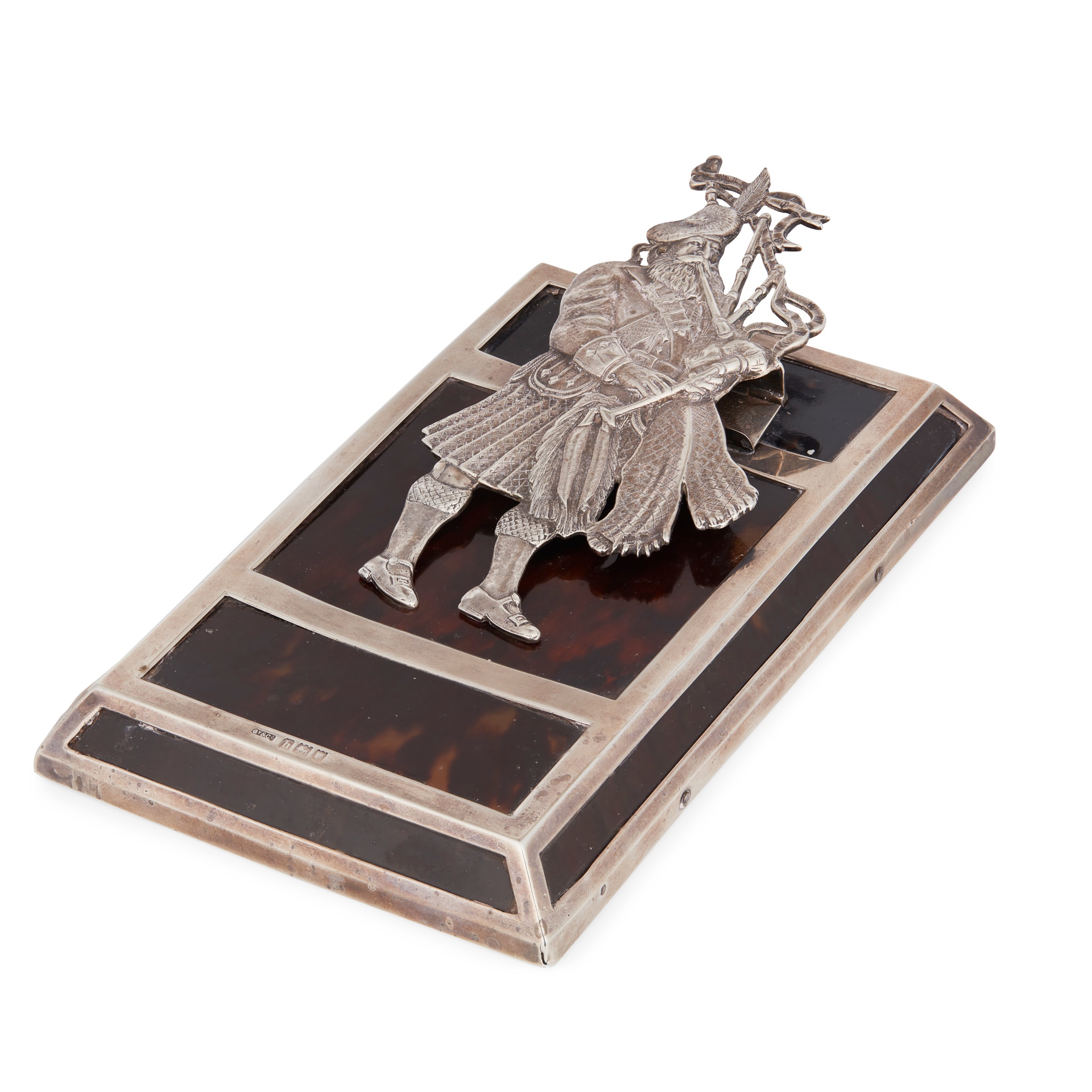 An Edwardian tortoiseshell desk tidy