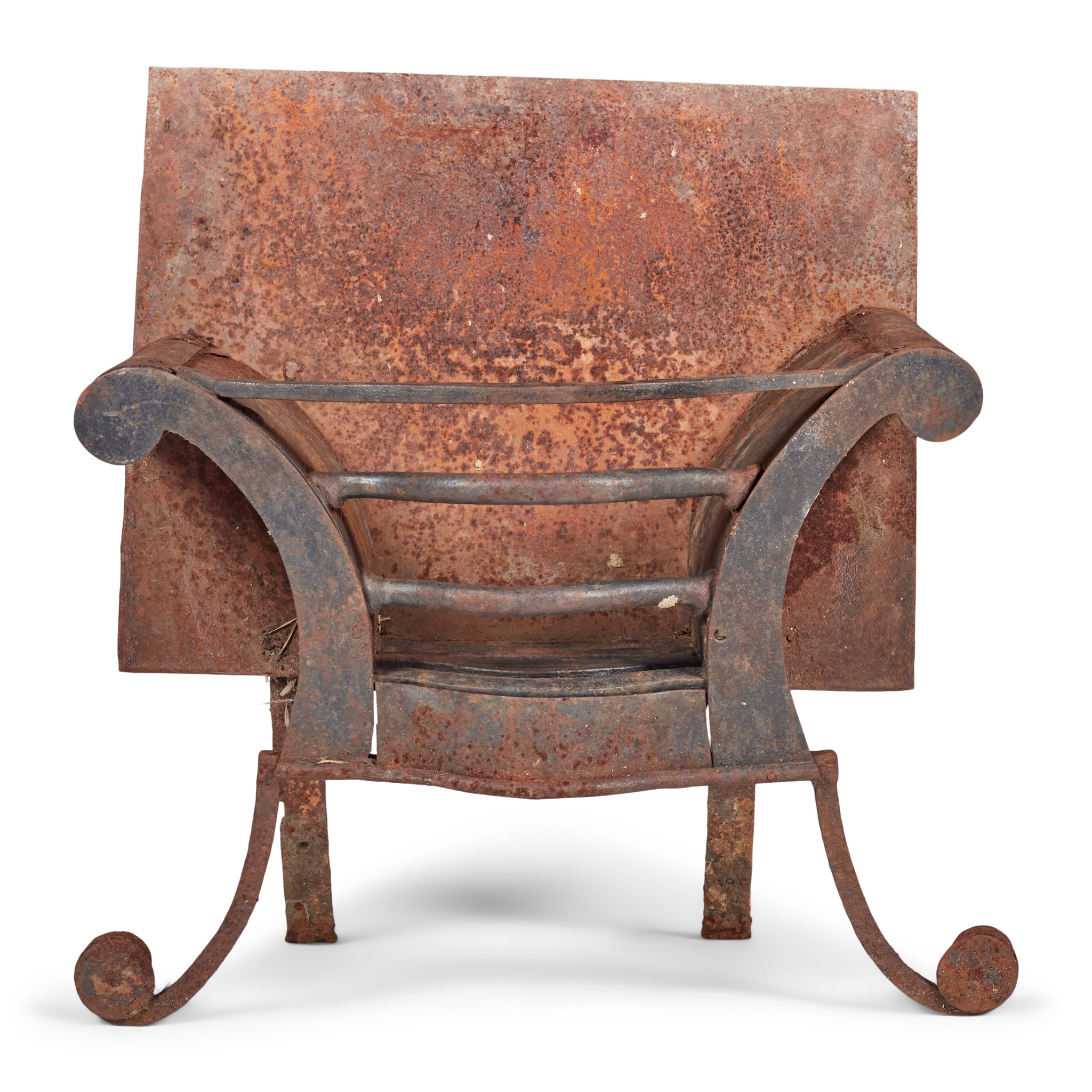 ENGLISH STEEL AND WROUGHT IRON FIRE BASKET