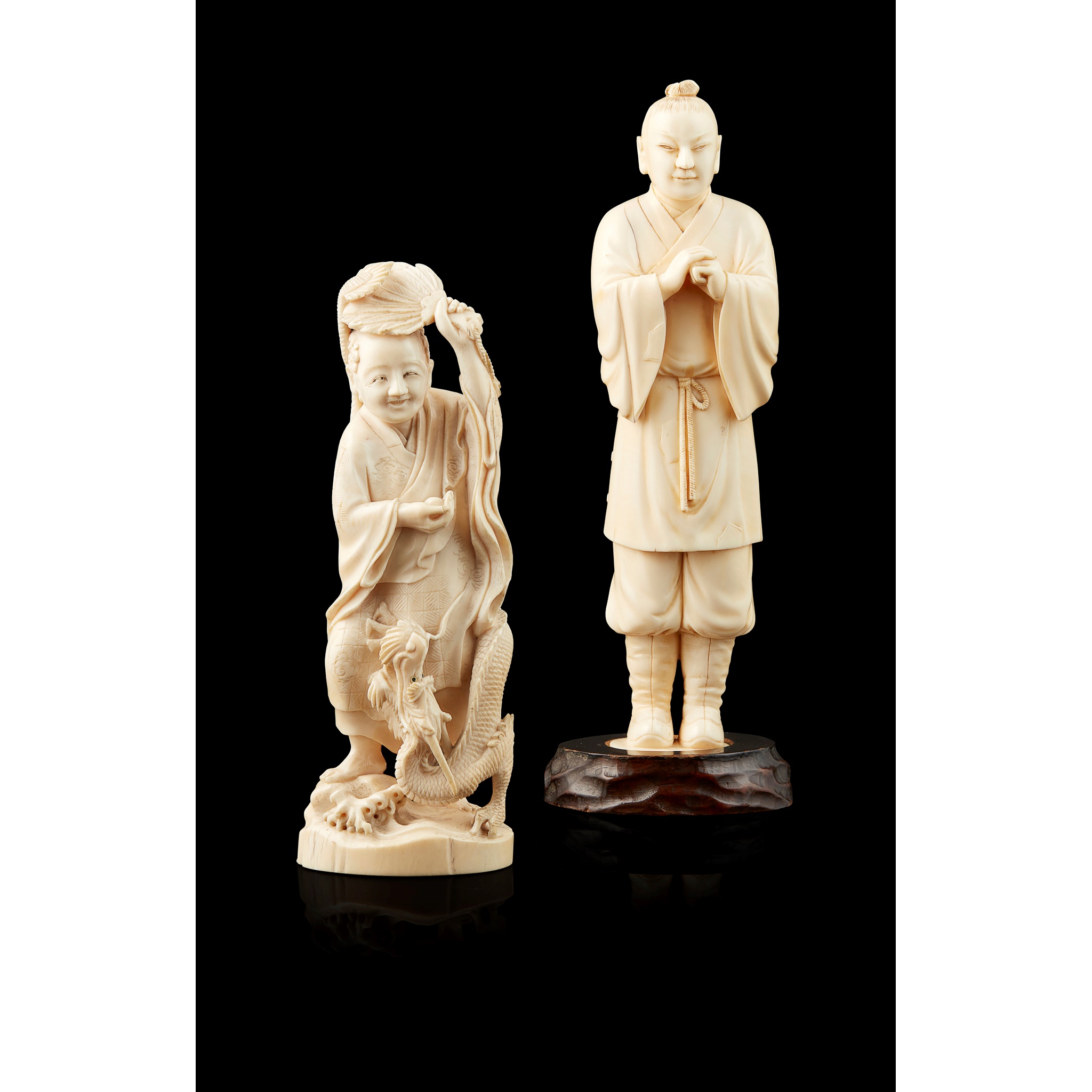 TWO JAPANESE IVORY OKIMONO