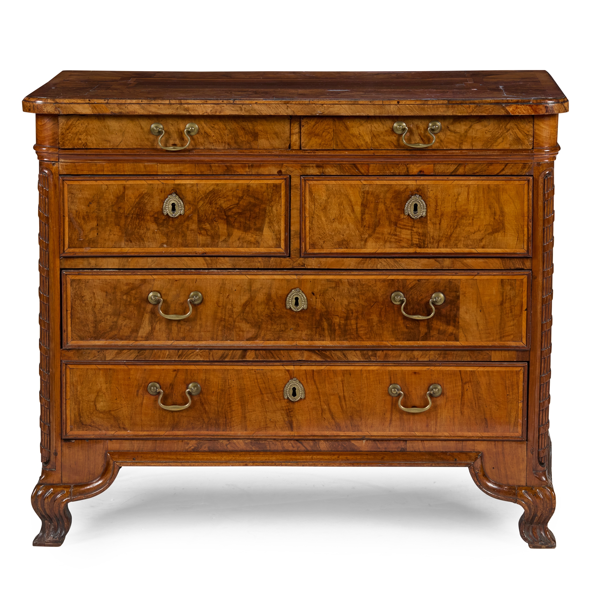 CONTINENTAL WALNUT AND OAK CHEST OF DRAWERS