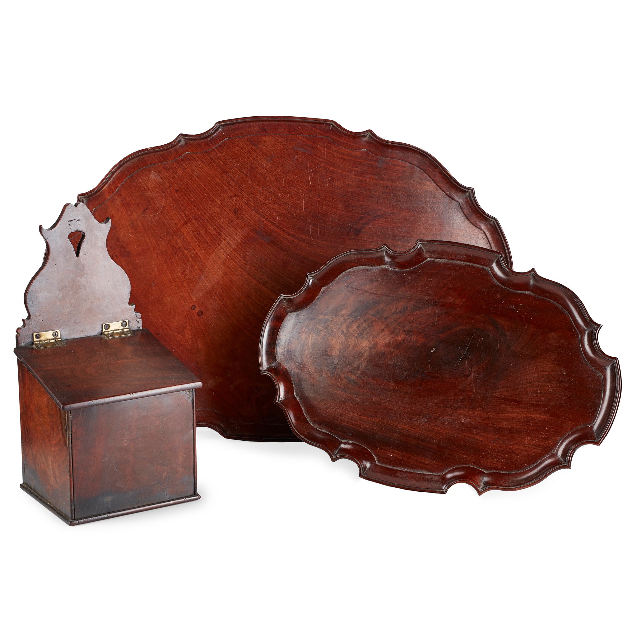 THREE GEORGIAN MAHOGANY SERVICE WARES