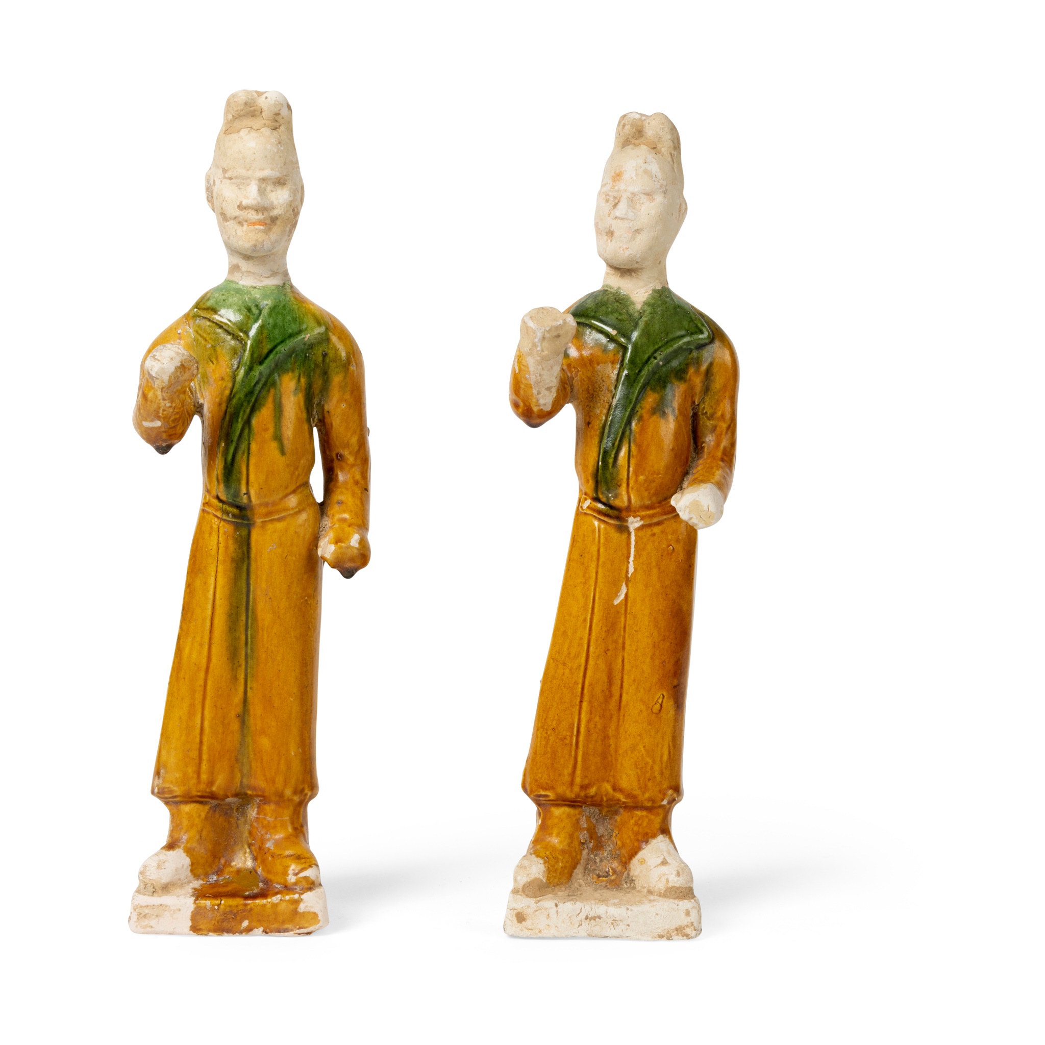 TWO SANCAI-GLAZED POTTERY FIGURES OF GROOMS