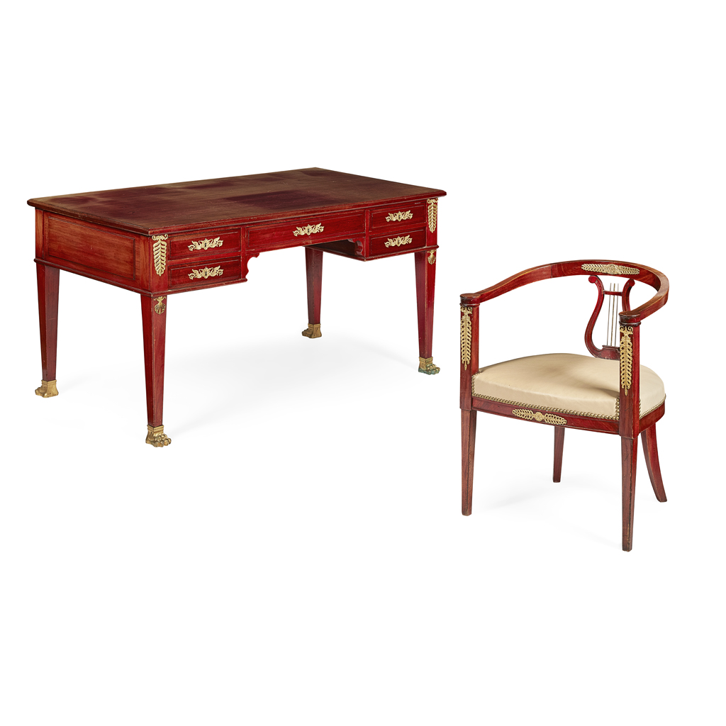 FRENCH EMPIRE STYLE MAHOGANY BUREAU PLAT