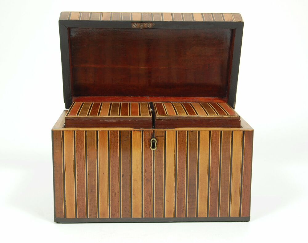 A George III period specimen wood tea caddy