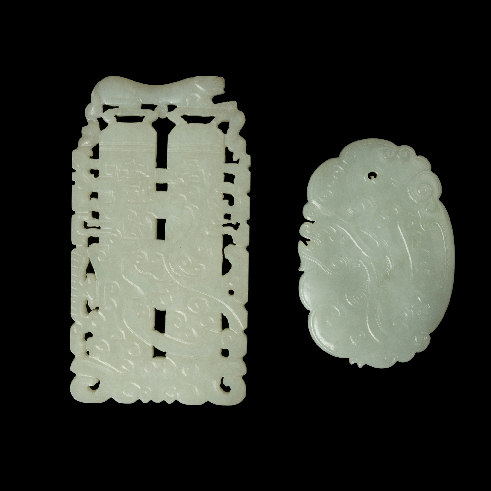 TWO CHINESE WHITE JADE PLAQUES