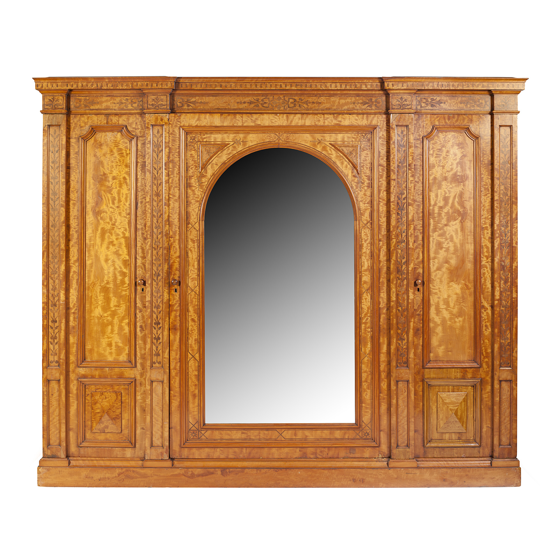 SCANDINAVIAN FIVE PIECE SATIN AND KARELINIAN BIRCH AND MARQUETRY BEDROOM SUITE