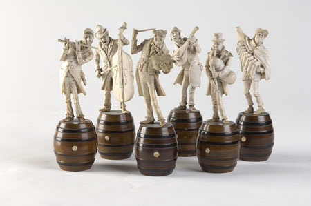 A set of six 19th century French ivory figures of musicians