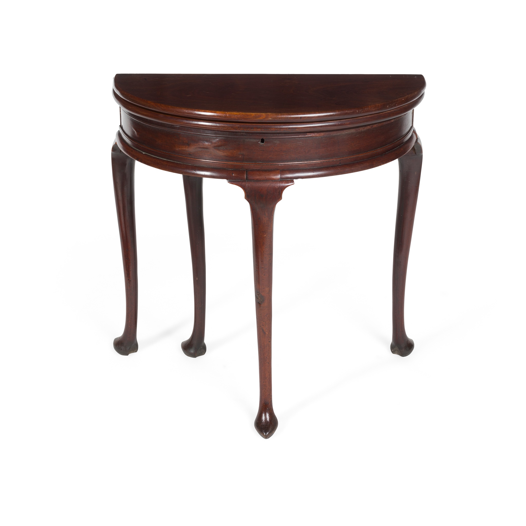GEORGE II MAHOGANY DEMI-LUNE TEA TABLE