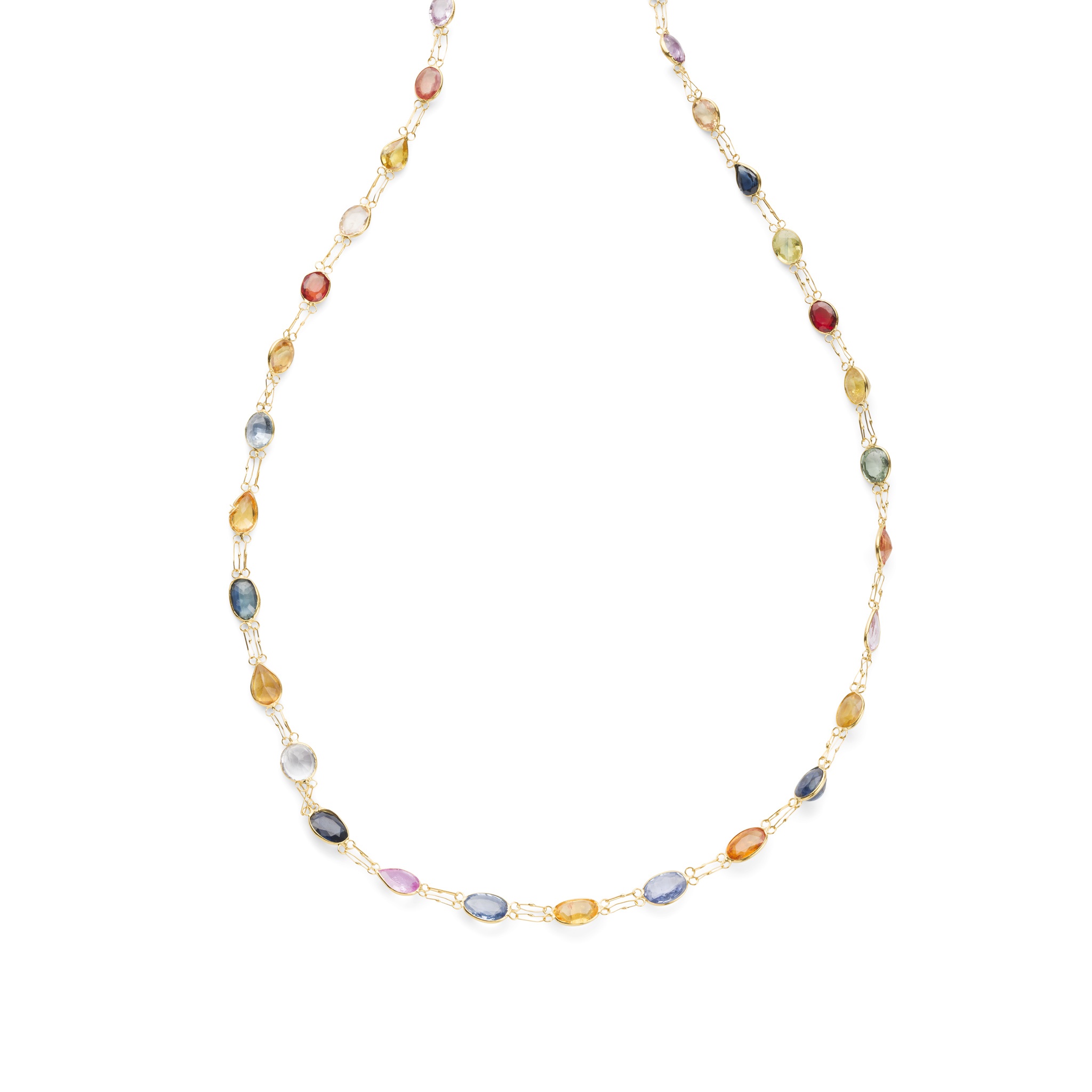 A coloured sapphire and ruby necklace