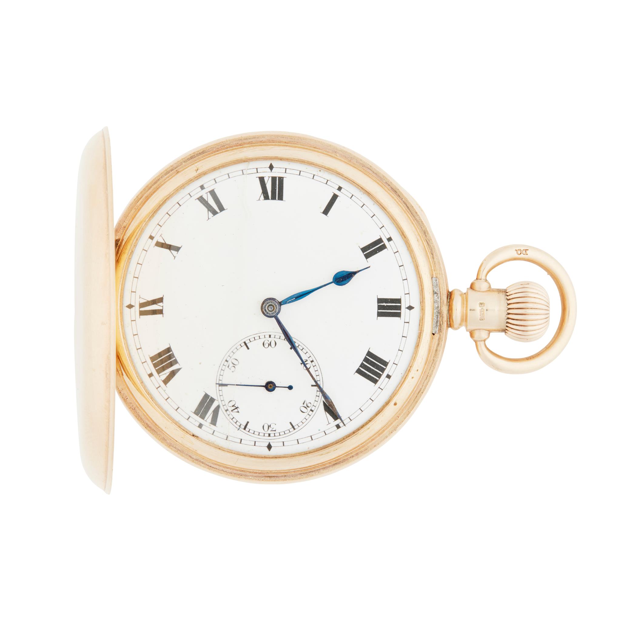 A gold hunter cased pocket watch