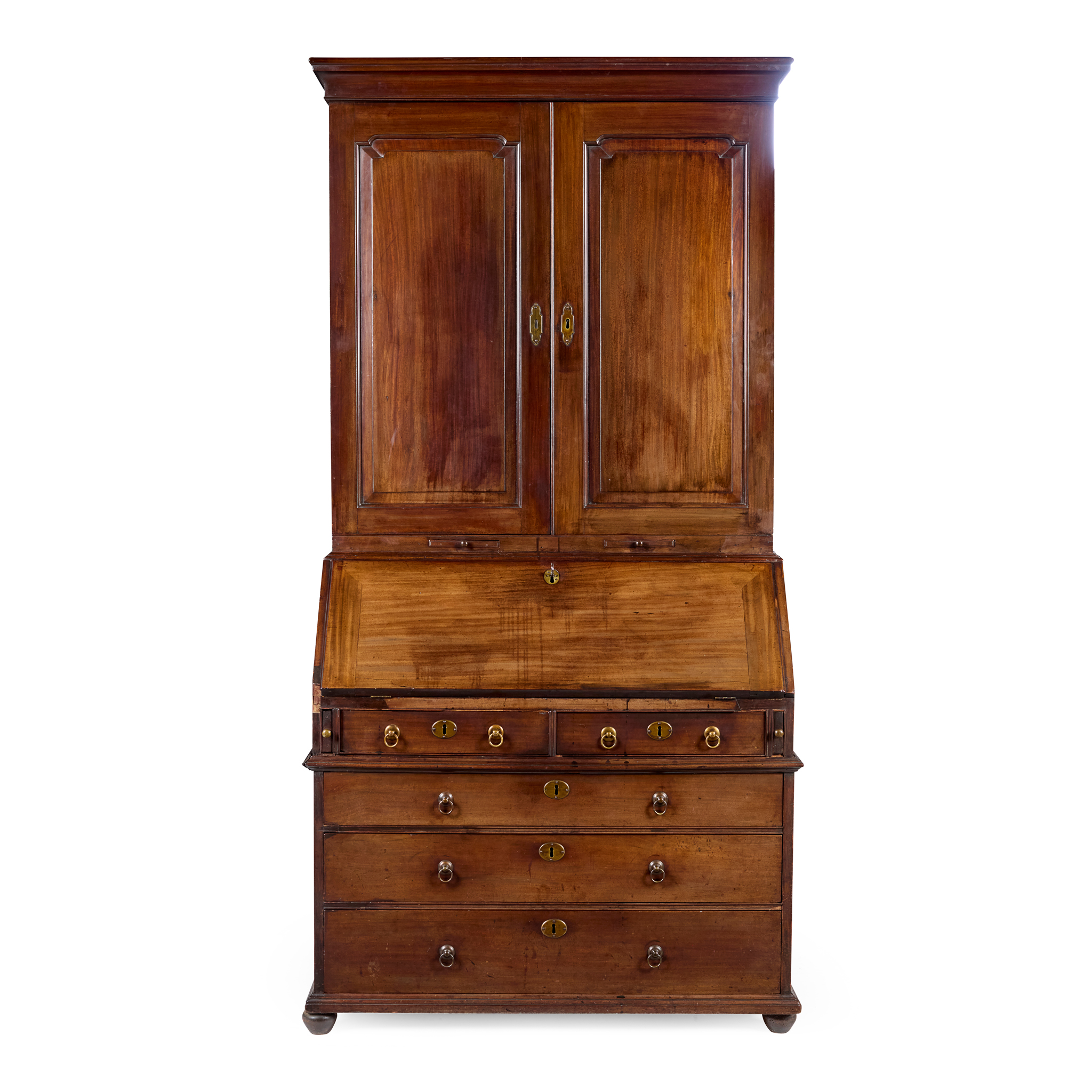 GEORGE II MAHOGANY BUREAU BOOKCASE