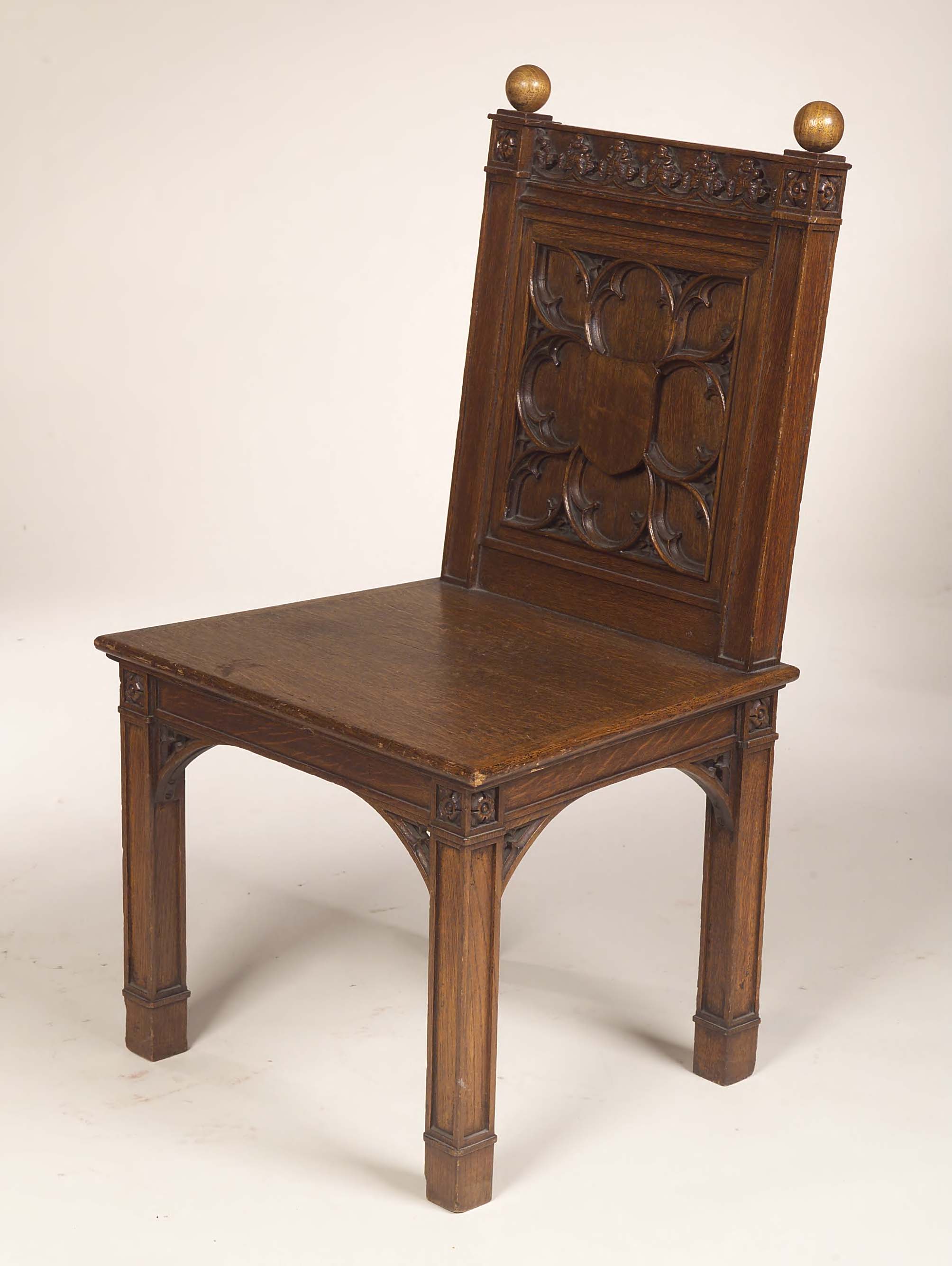 A Gothic revival oak side chair by George Smith,