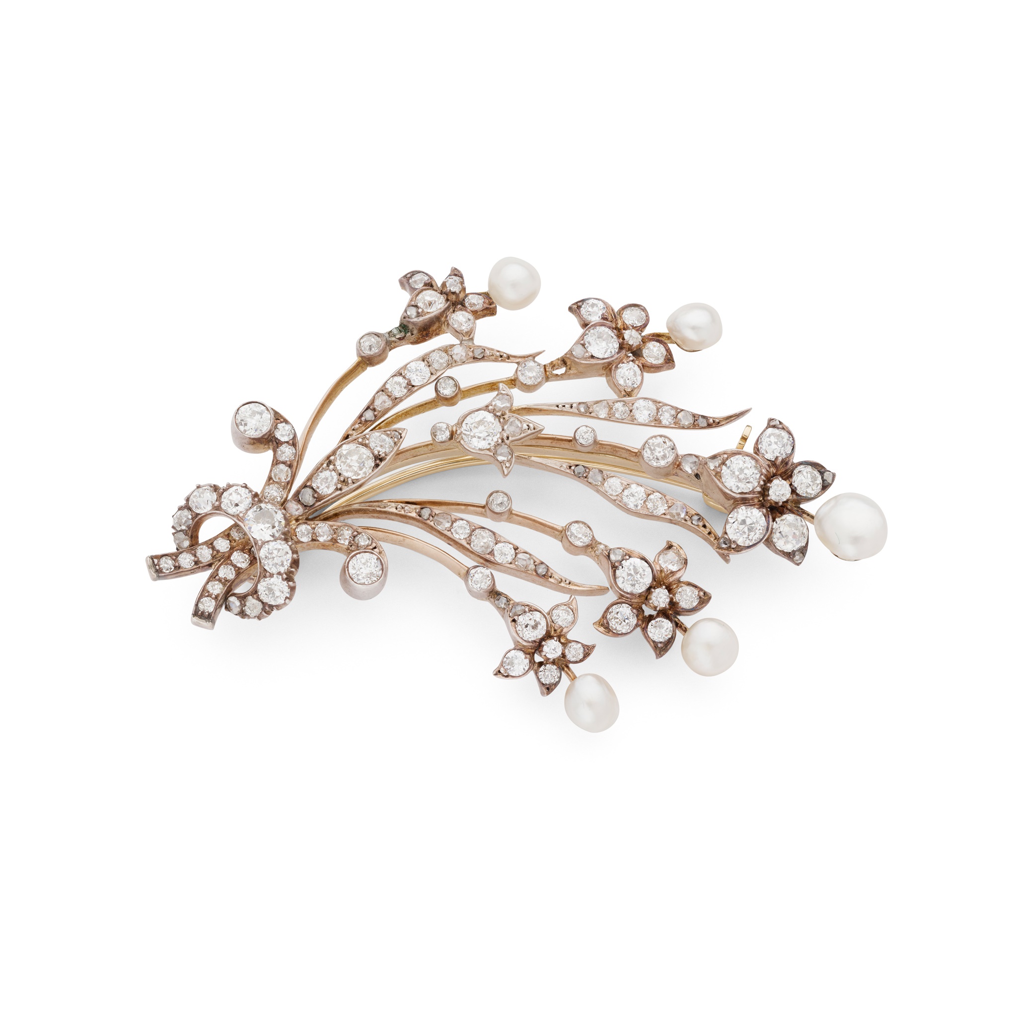 An early 20th Century pearl and diamond brooch