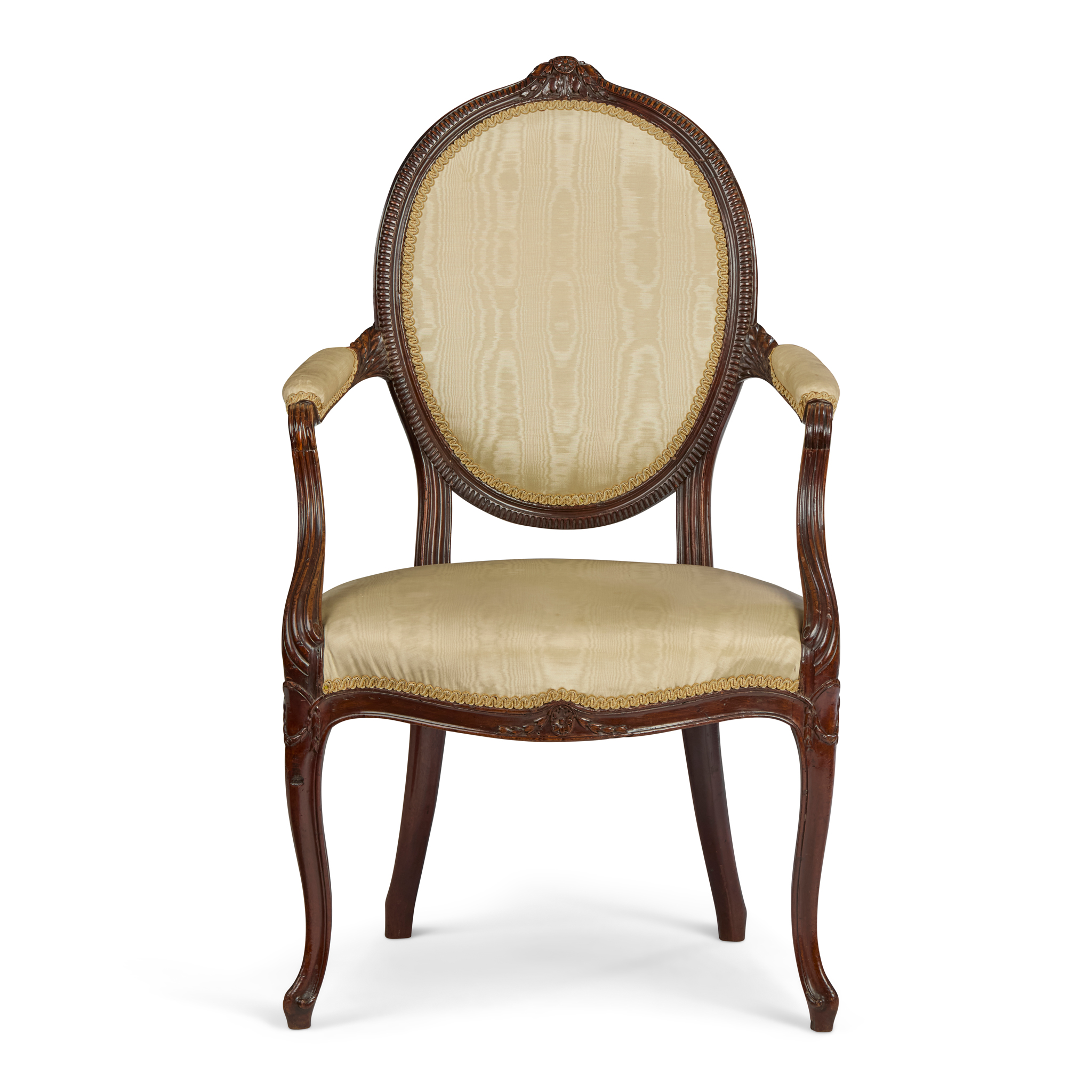 GEORGE III FRENCH HEPPLEWHITE MAHOGANY ARMCHAIR