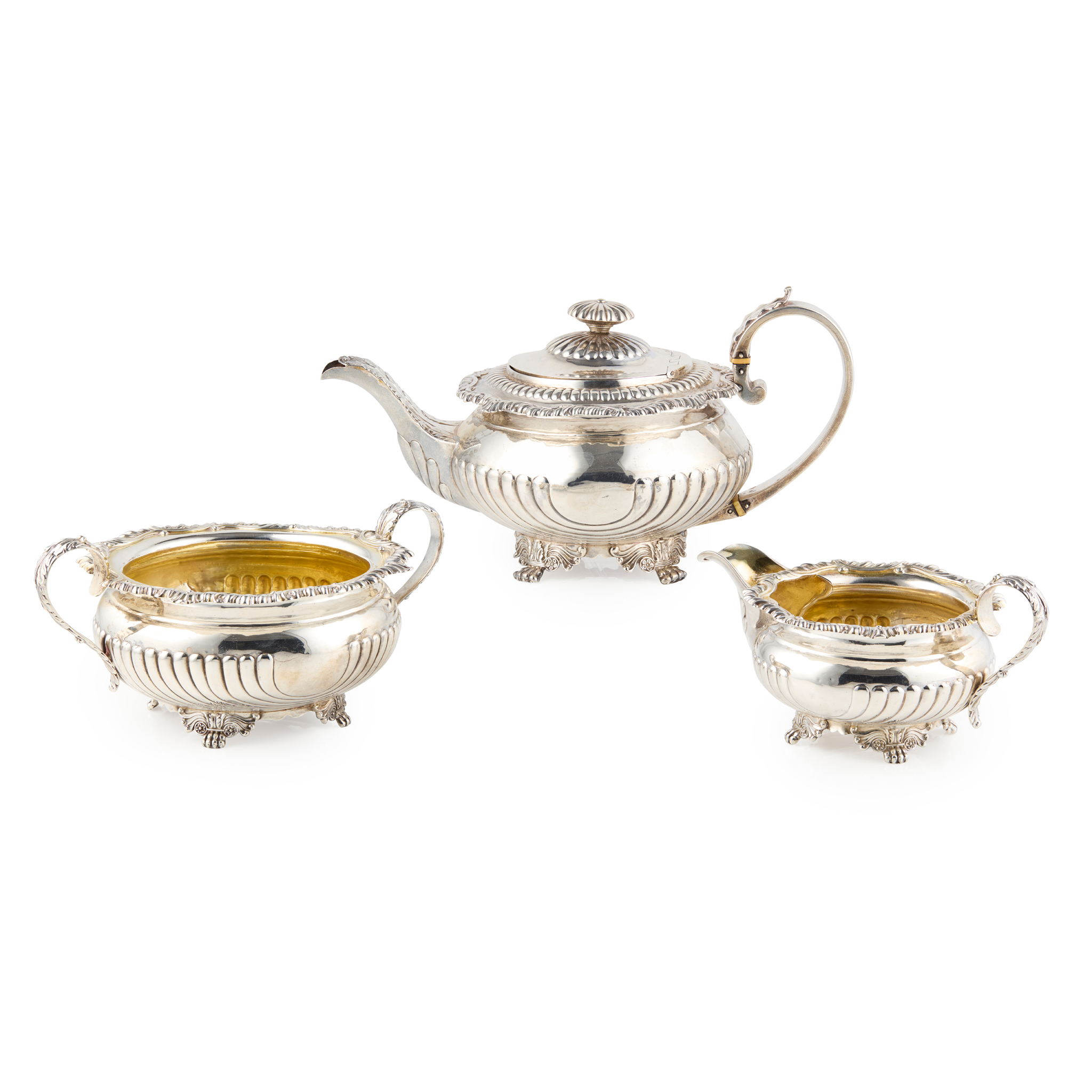 A 'REGENCY' GEORGE III THREE PIECE TEA SERVICE