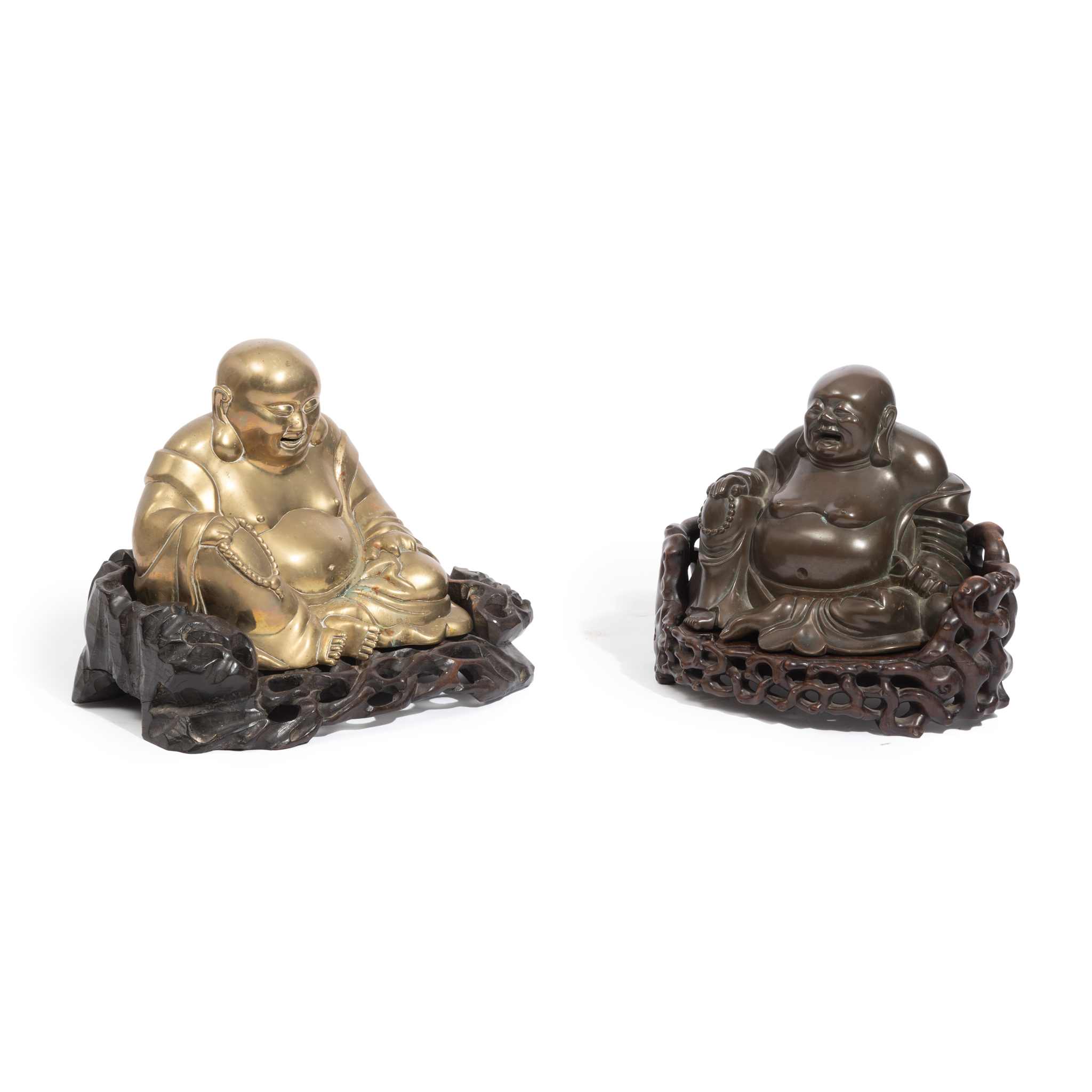 A CHINESE BRONZE FIGURE OF THE LAUGHING BUDDHA