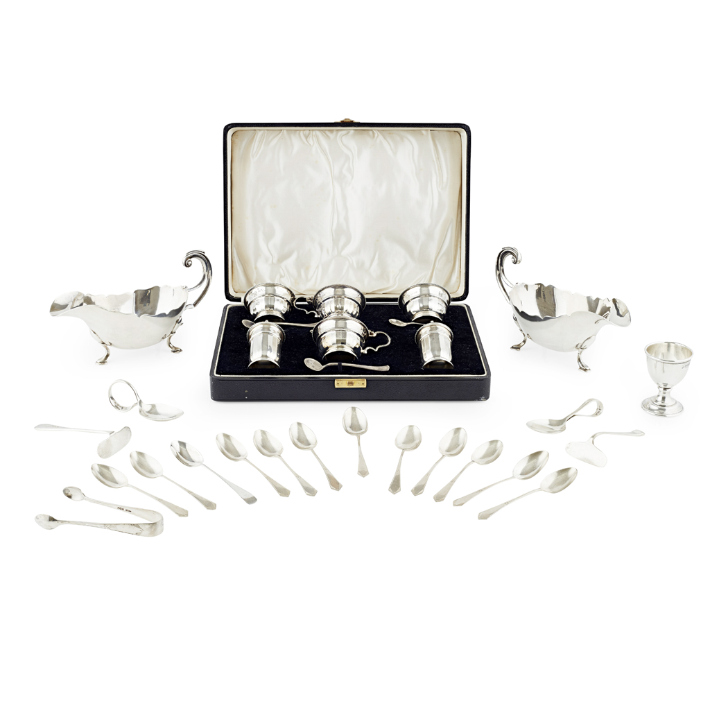 A cased condiment set