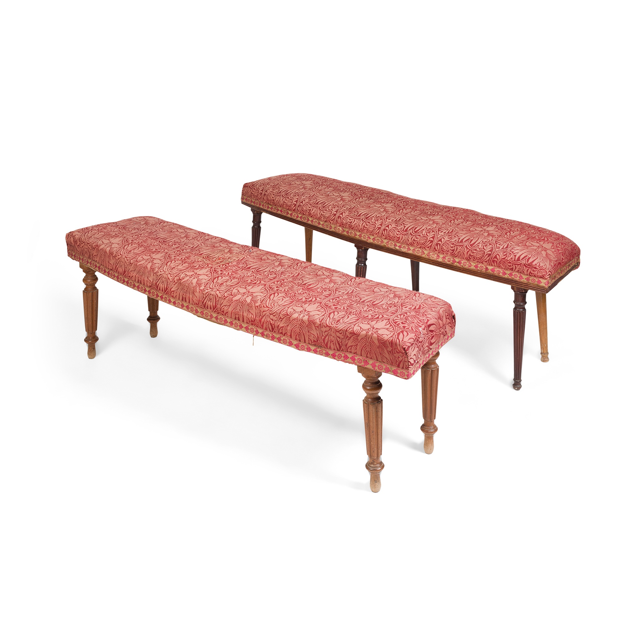 EARLY VICTORIAN MAHOGANY UPHOLSTERED HALL SEAT