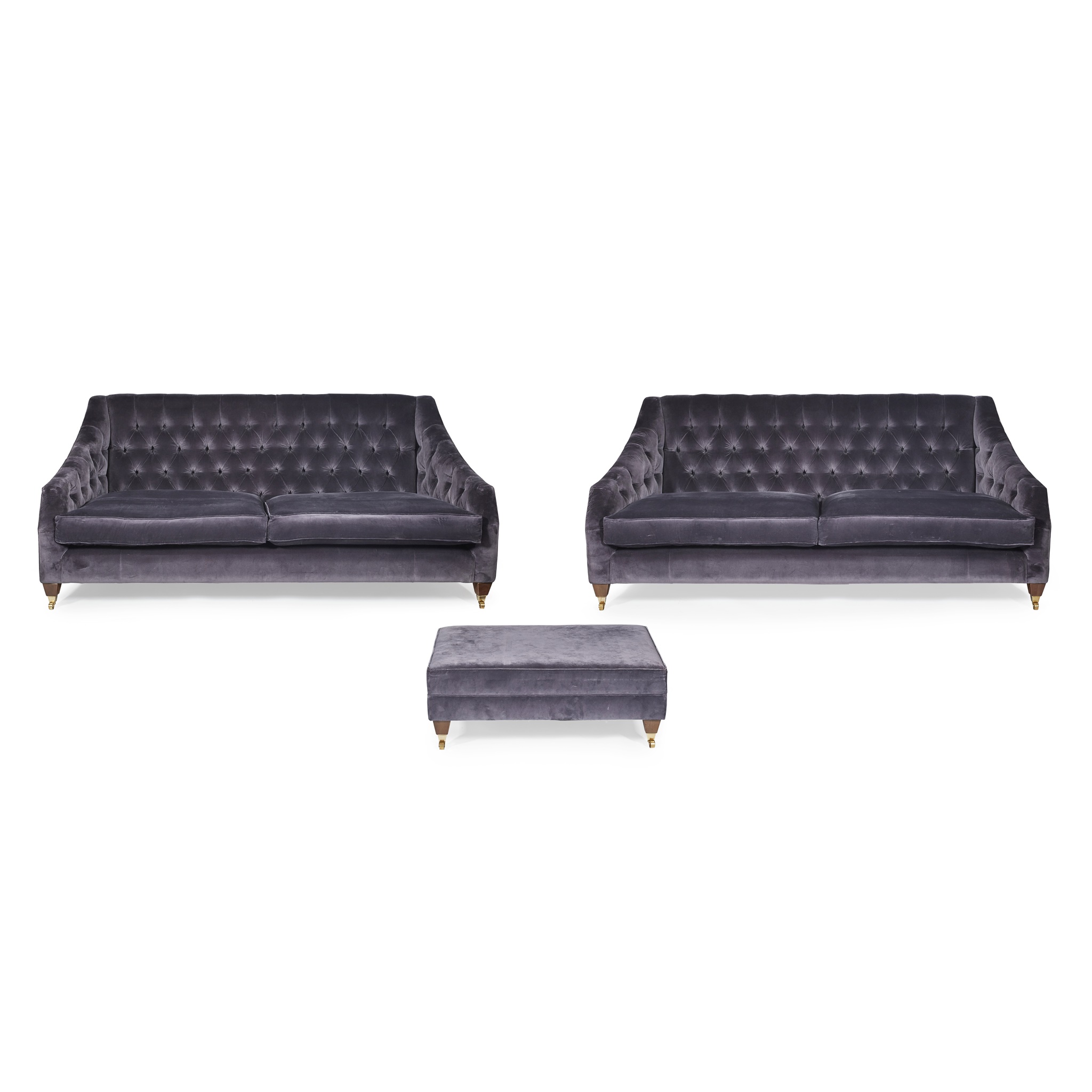 PAIR OF 'BLAIR' SOFAS AND OTTOMAN, BY CHARLOTTE JAMES